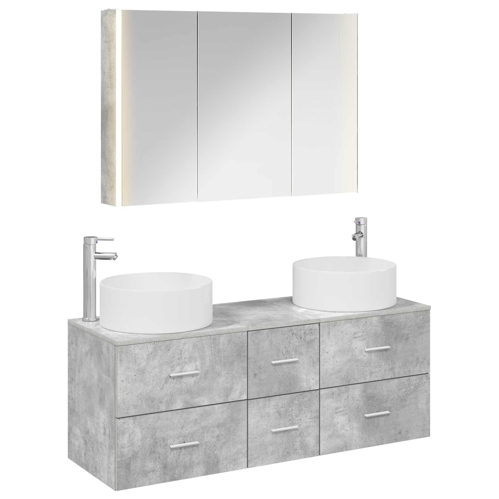 vidaXL Badkamermeubelset 4 pcs Wit Bewerkt hout en glas