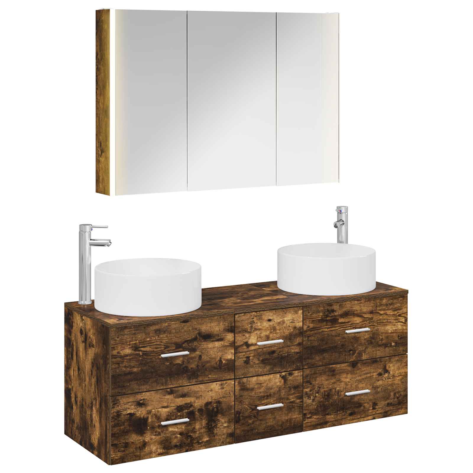 vidaXL Badkamermeubelset 4 pcs Wit Bewerkt hout en glas