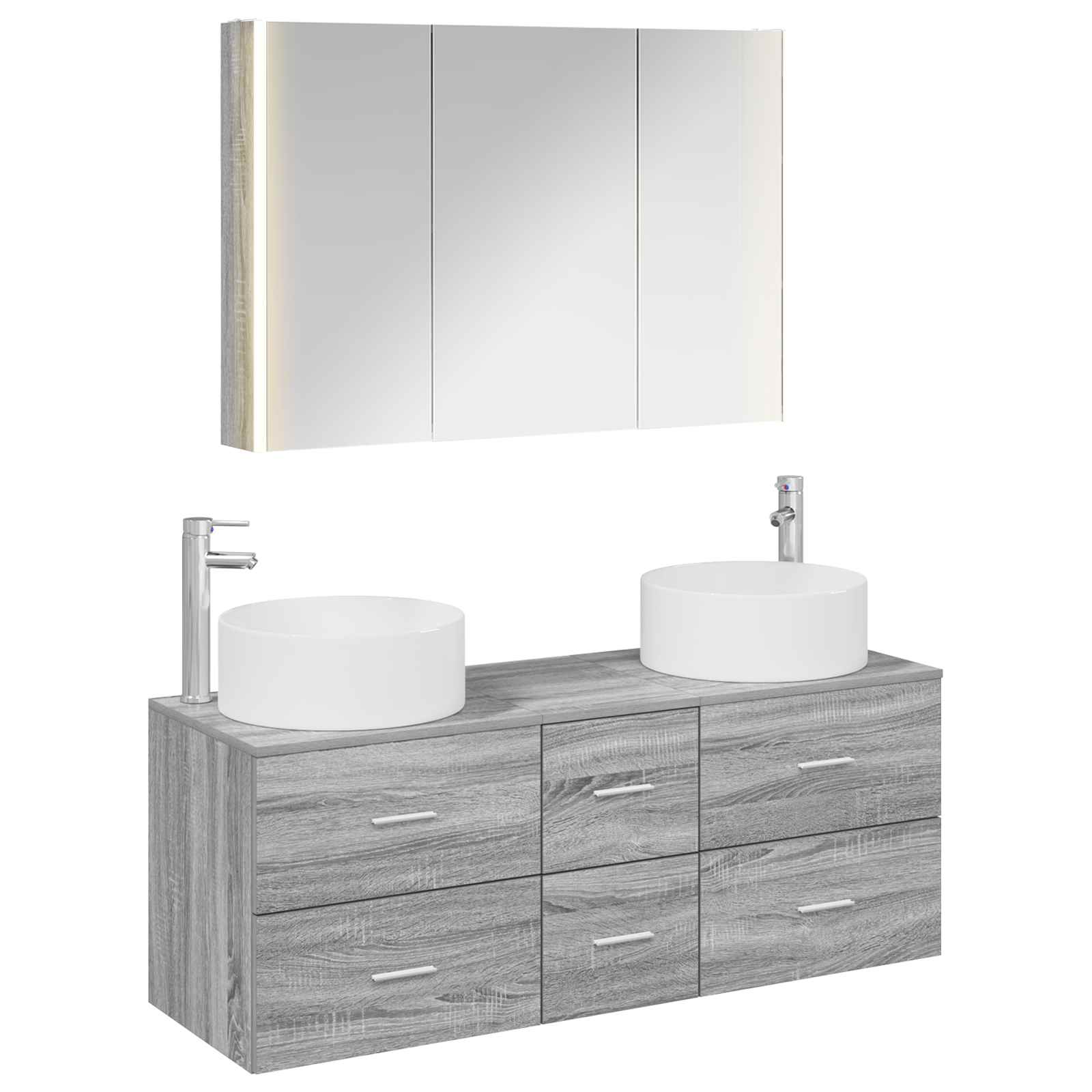 vidaXL Badkamermeubelset 4 pcs Wit Bewerkt hout en glas