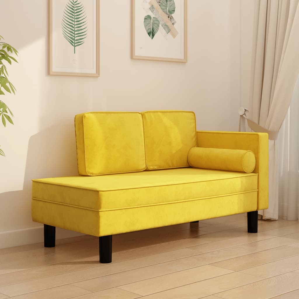 vidaXL Chaise longue met kussens en bolster fluweel lichtgrijs