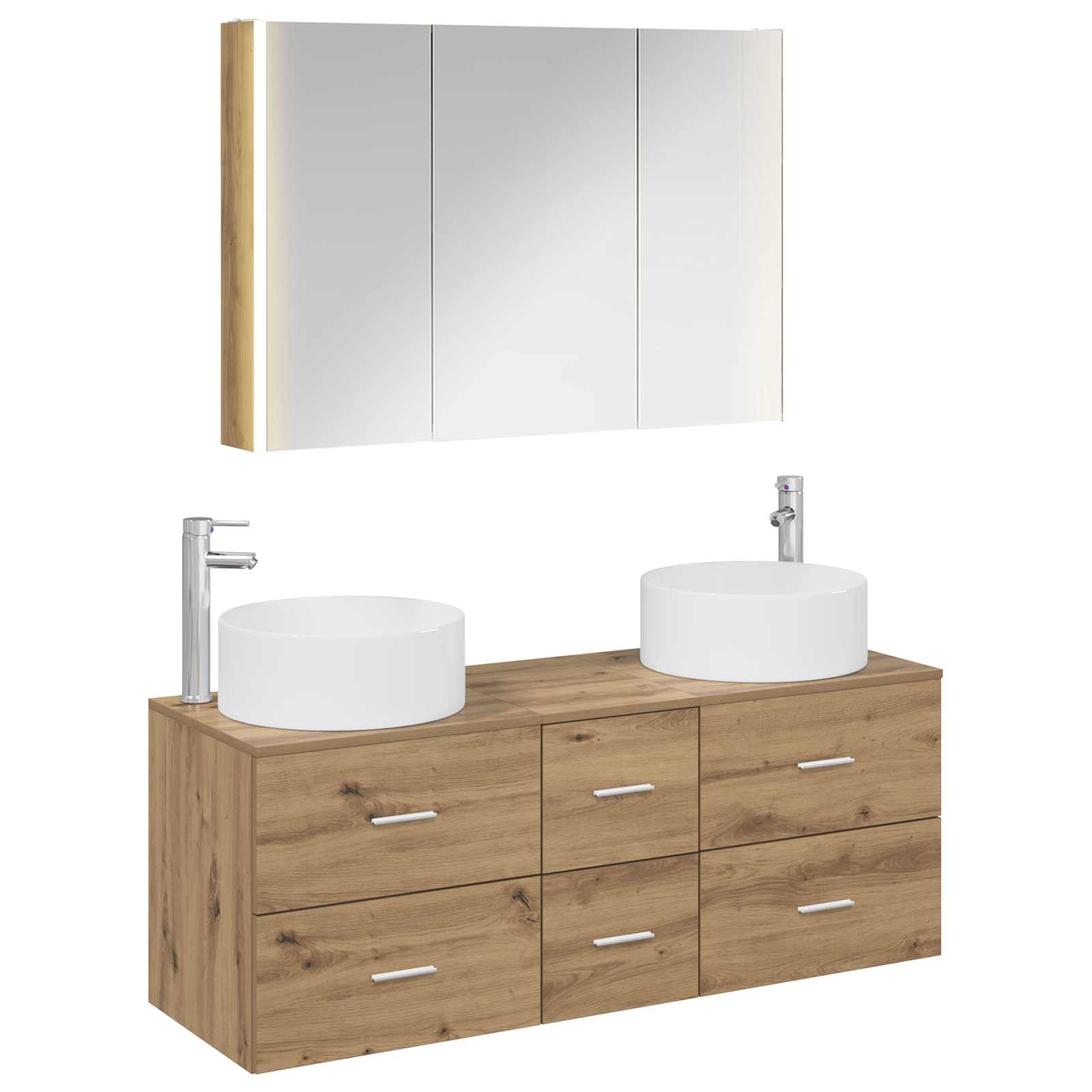 vidaXL Badkamermeubelset 4 pcs Wit Bewerkt hout en glas
