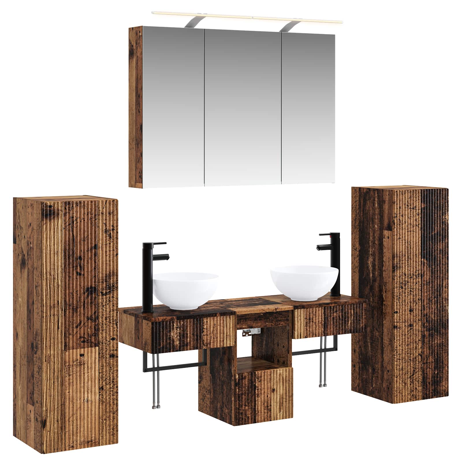 vidaXL Badkamermeubelset 6 pcs Sonoma Eiken Bewerkt hout en glas