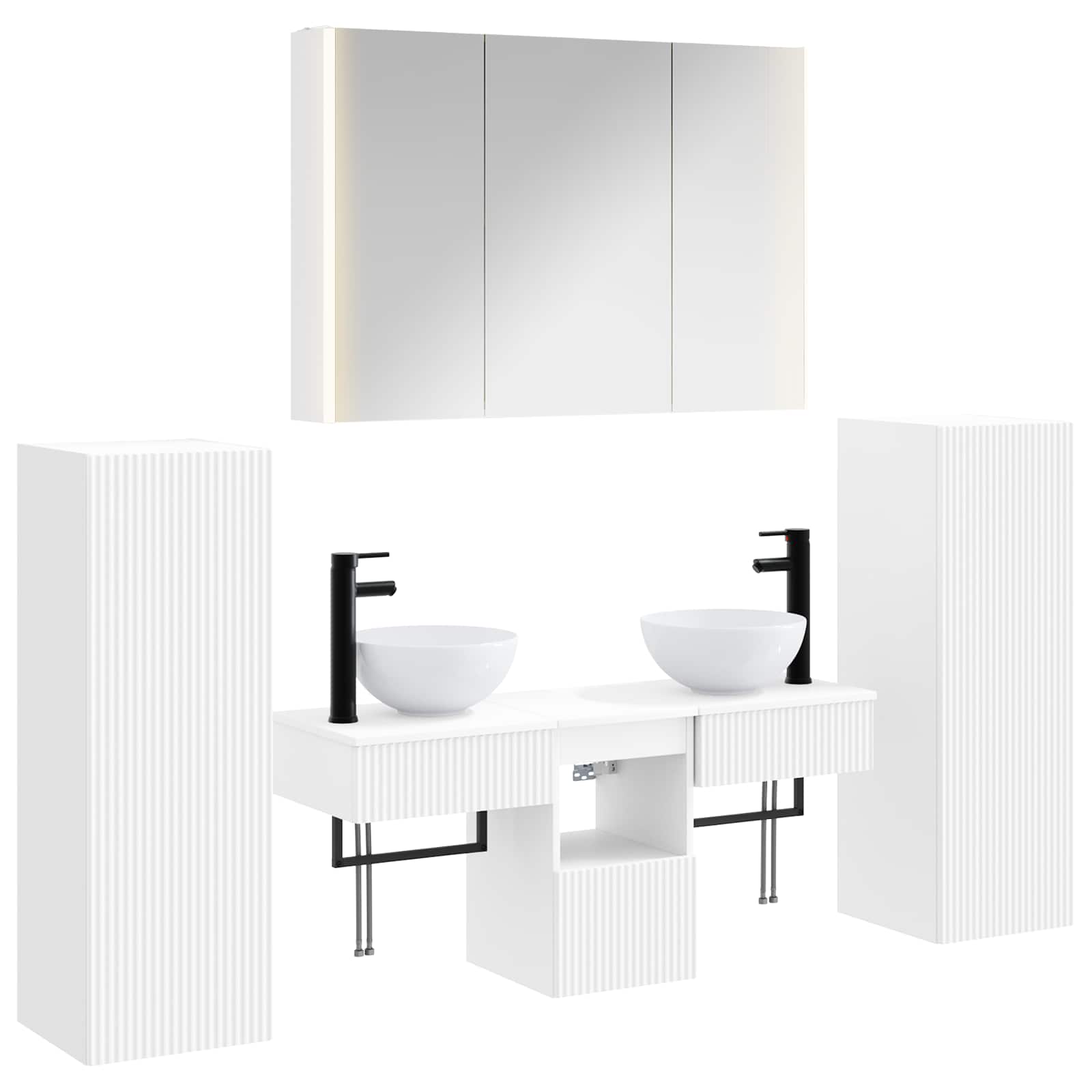 vidaXL Badkamermeubelset 6 pcs Wit Bewerkt hout en glas