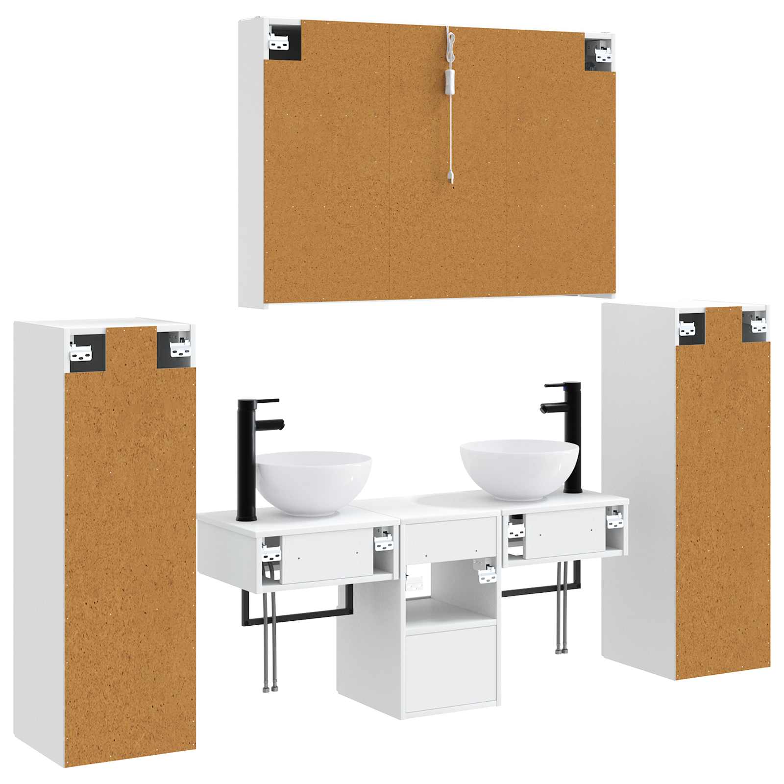 vidaXL Badkamermeubelset 6 pcs Wit Bewerkt hout en glas