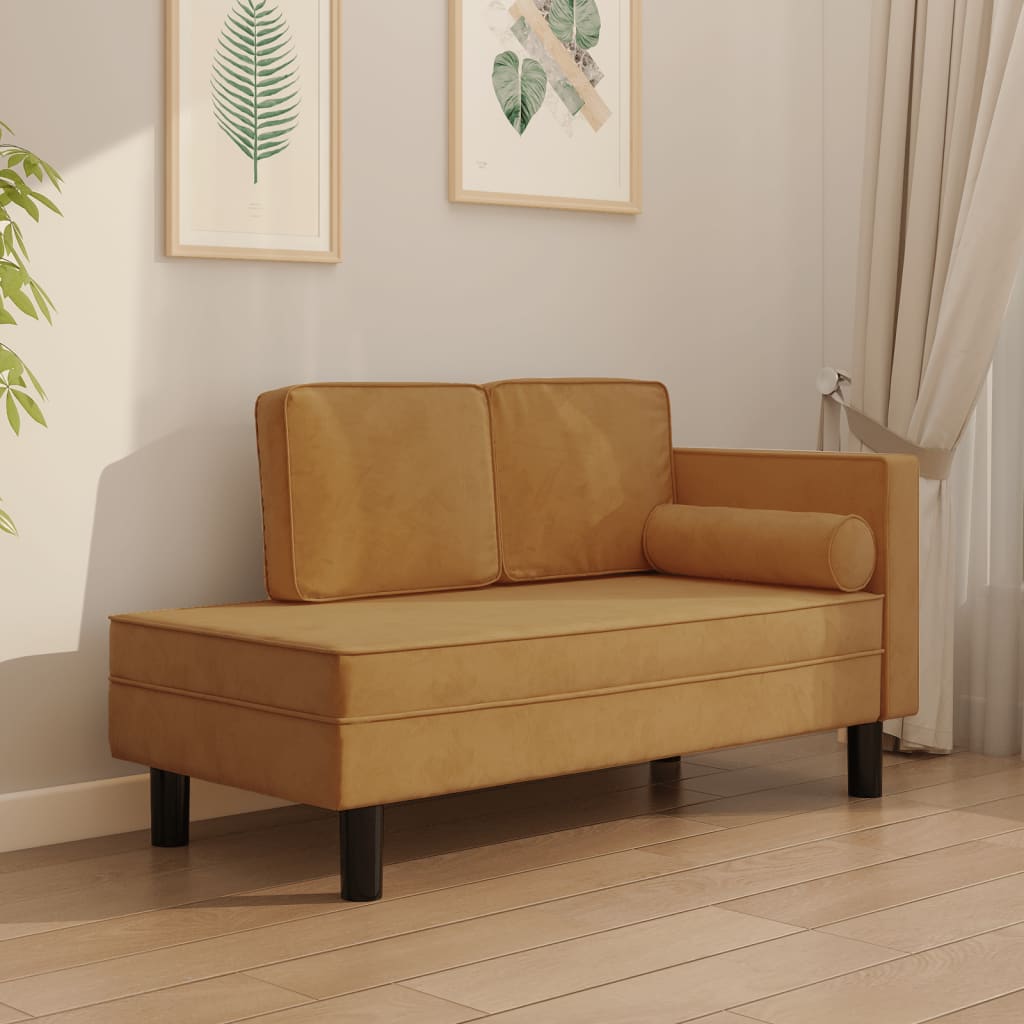 vidaXL Chaise longue met kussens en bolster fluweel lichtgrijs