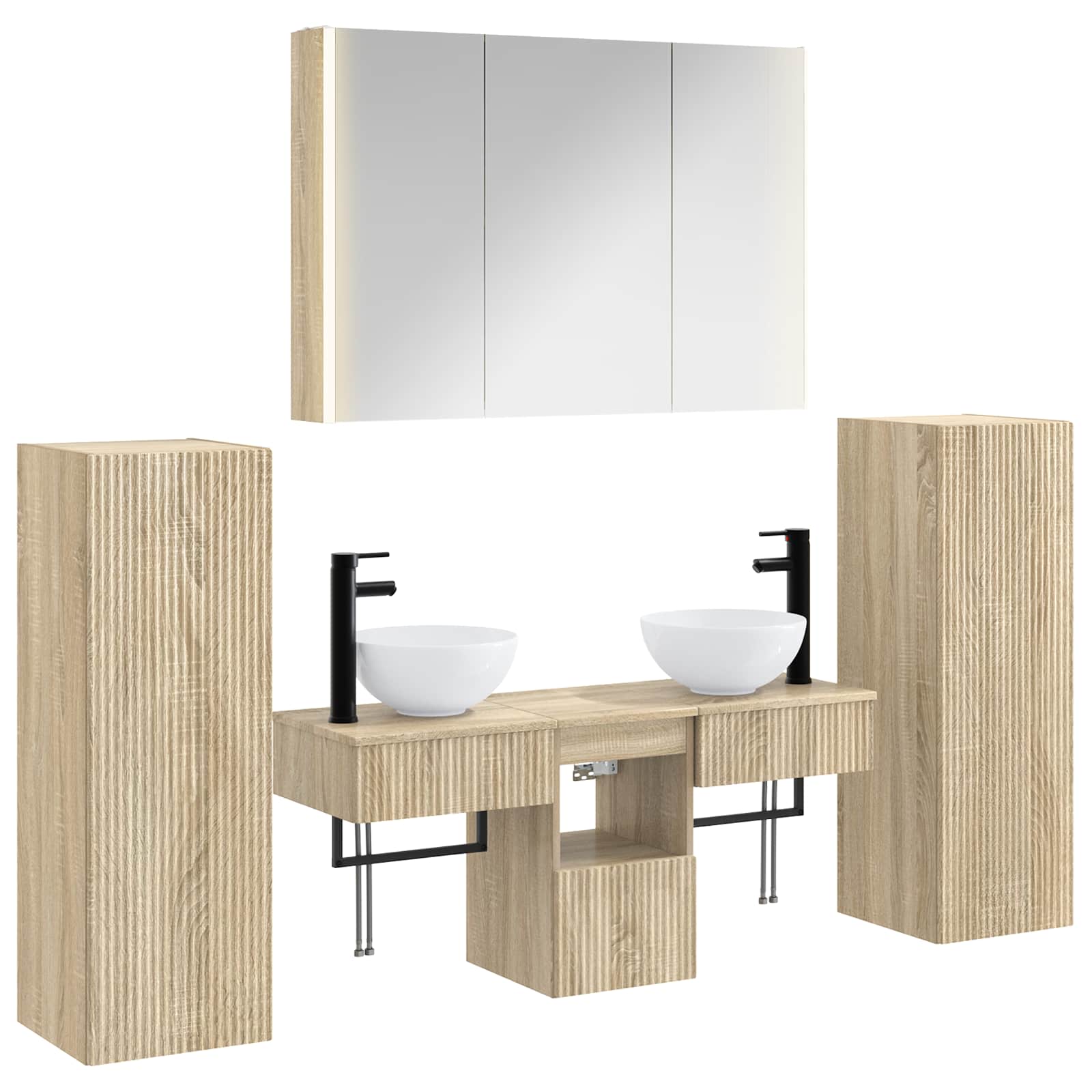 vidaXL Badkamermeubelset 6 pcs Wit Bewerkt hout en glas