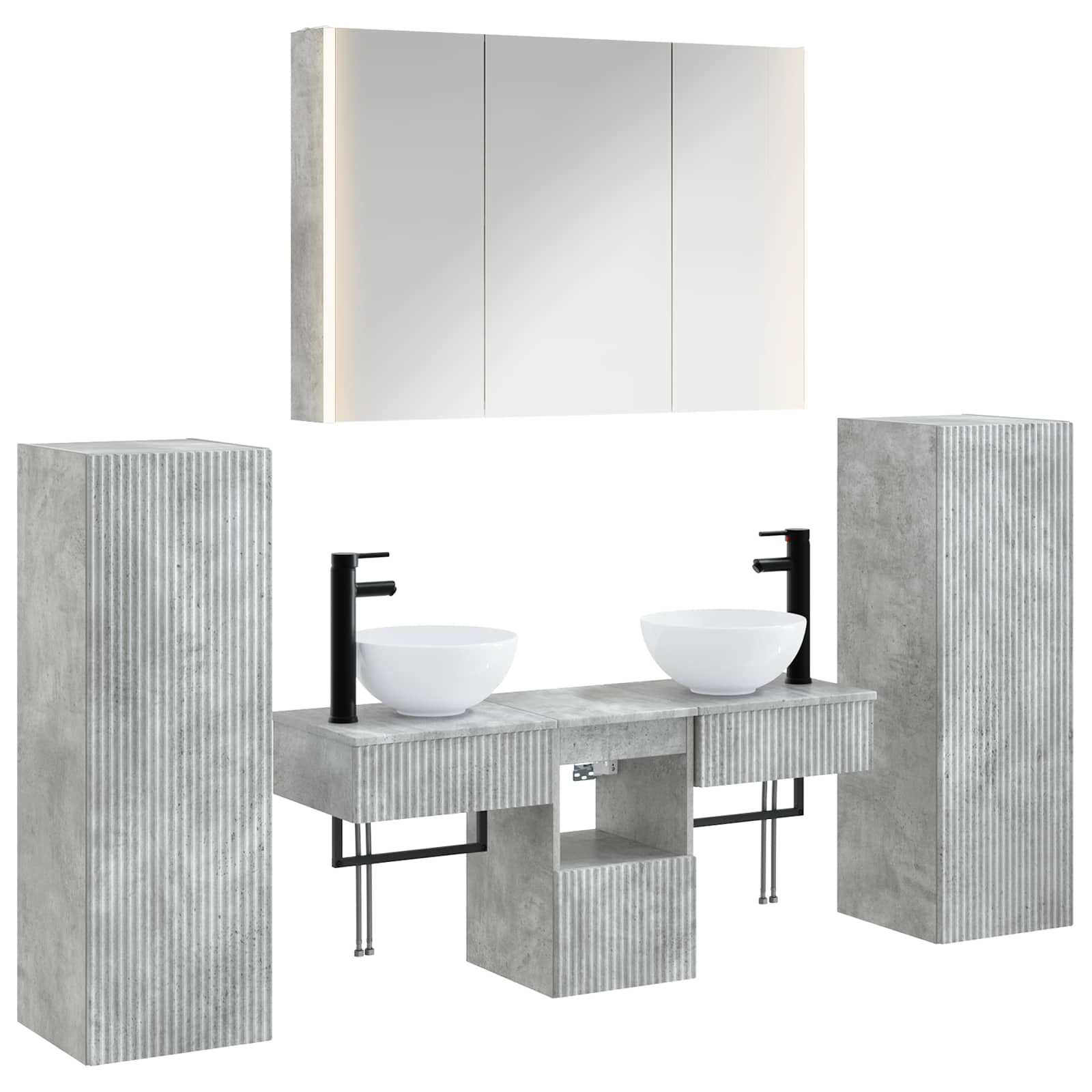 vidaXL Badkamermeubelset 6 pcs Wit Bewerkt hout en glas