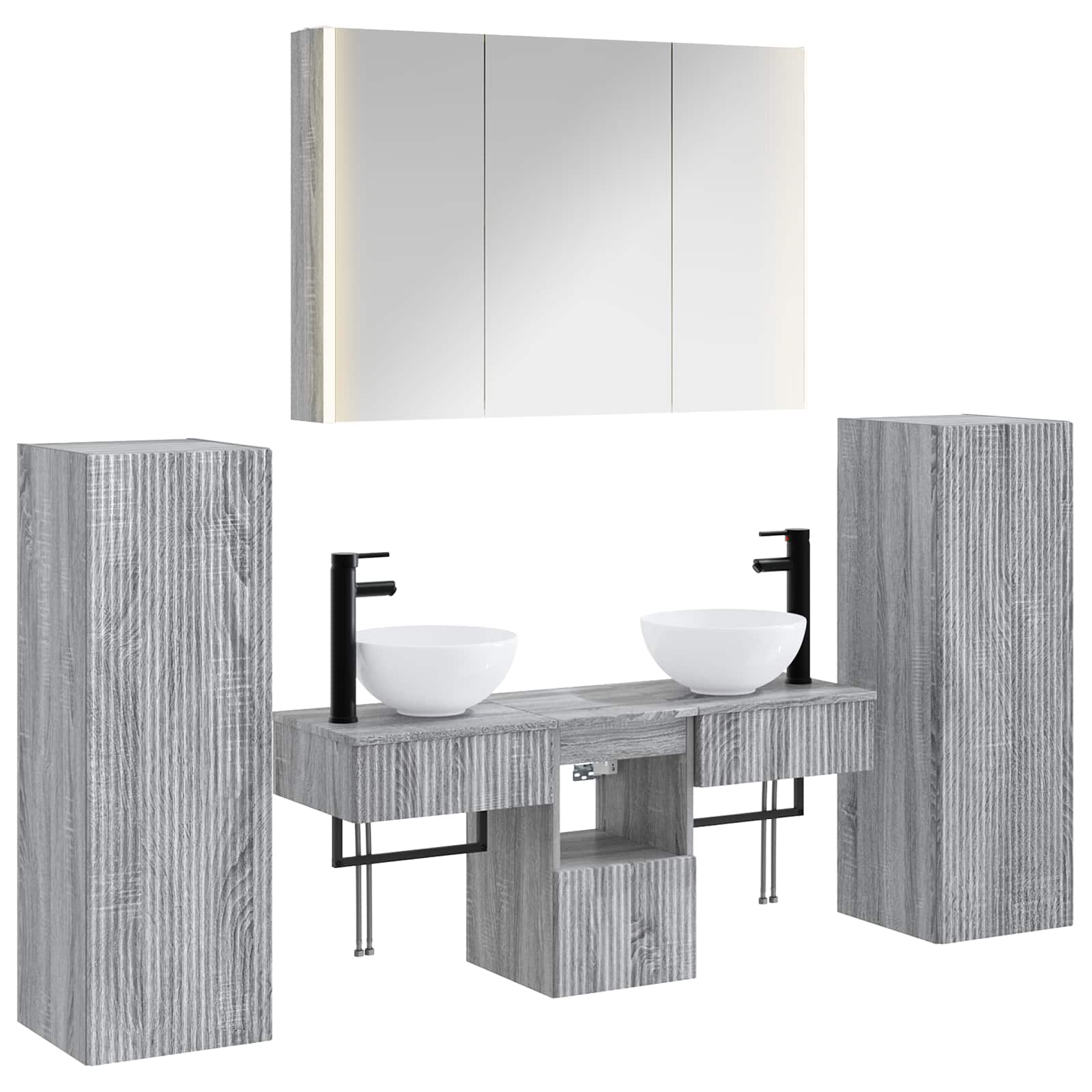 vidaXL Badkamermeubelset 6 pcs Wit Bewerkt hout en glas