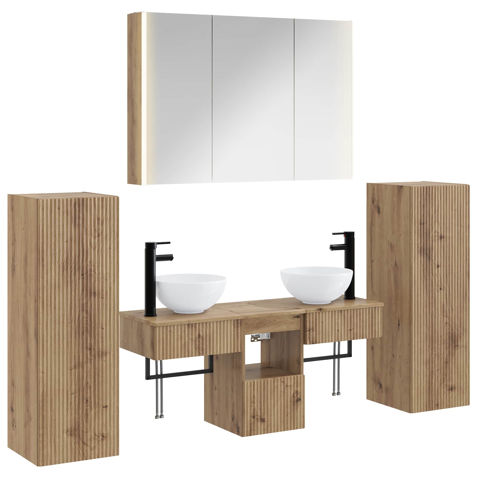 vidaXL Badkamermeubelset 6 pcs Wit Bewerkt hout en glas