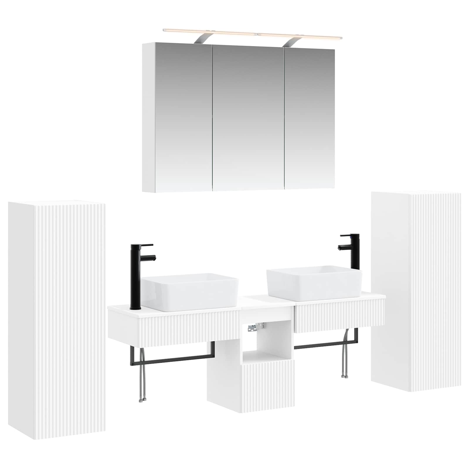 vidaXL Badkamermeubelset 6 pcs Wit Bewerkt hout en glas