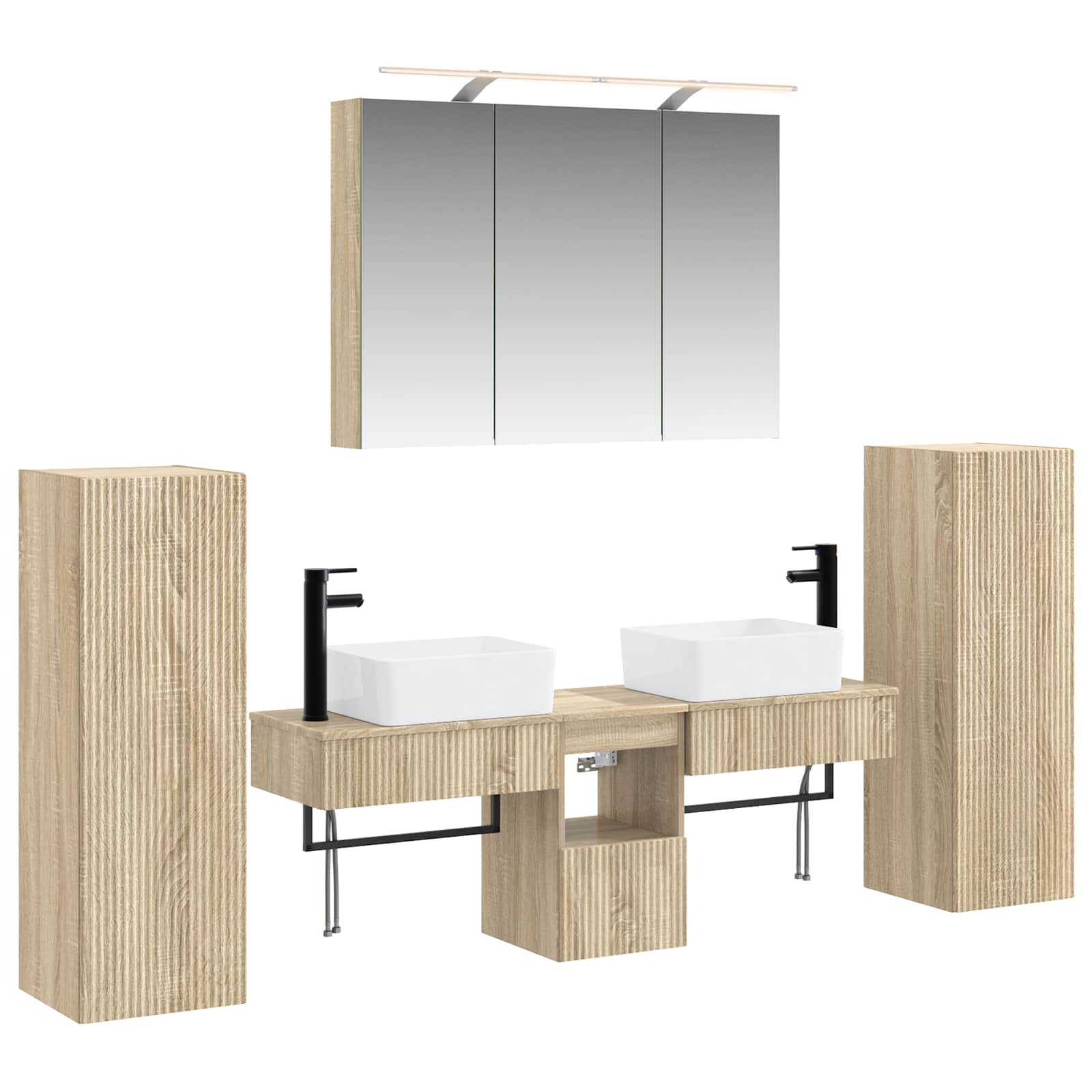 vidaXL Badkamermeubelset 6 pcs Wit Bewerkt hout en glas