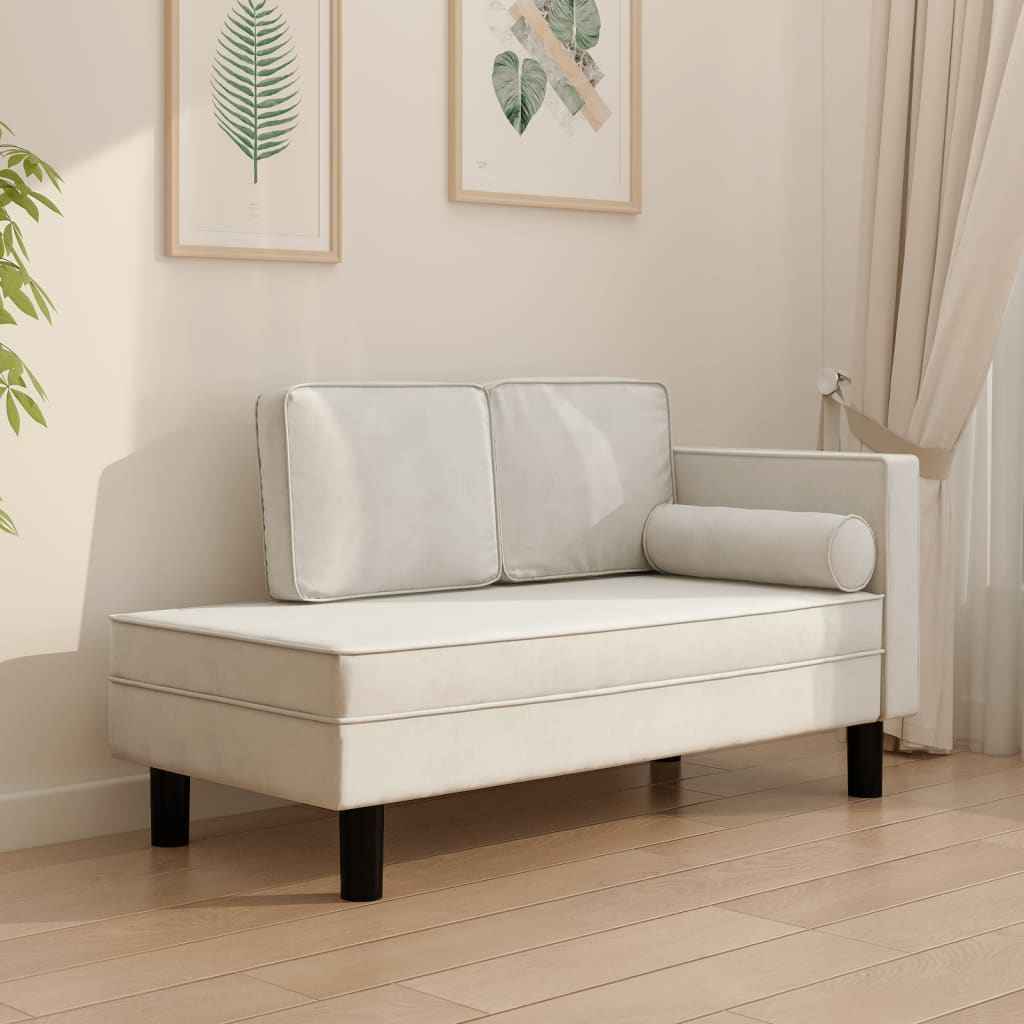 vidaXL Chaise longue met kussens en bolster fluweel lichtgrijs