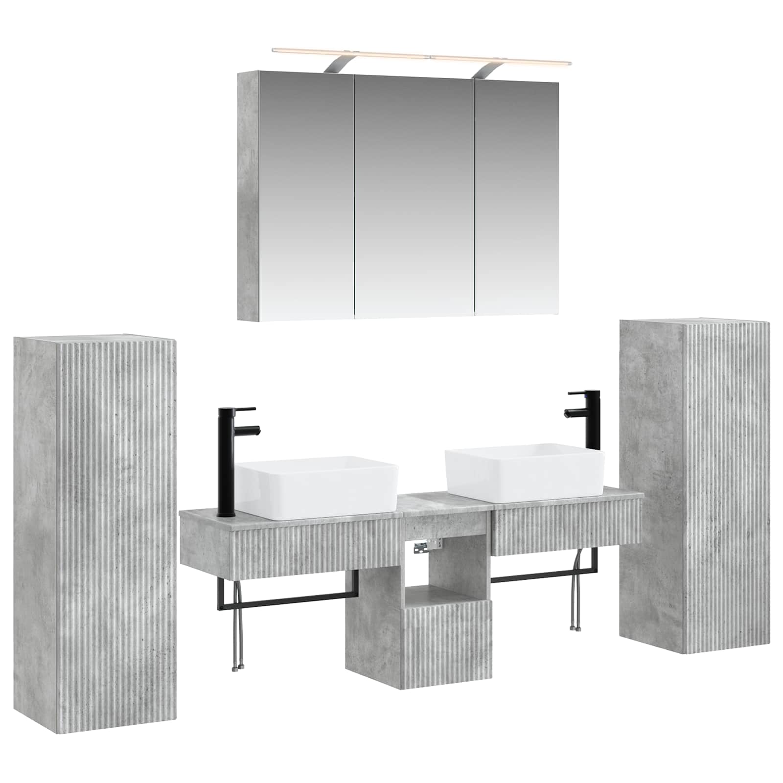 vidaXL Badkamermeubelset 6 pcs Wit Bewerkt hout en glas