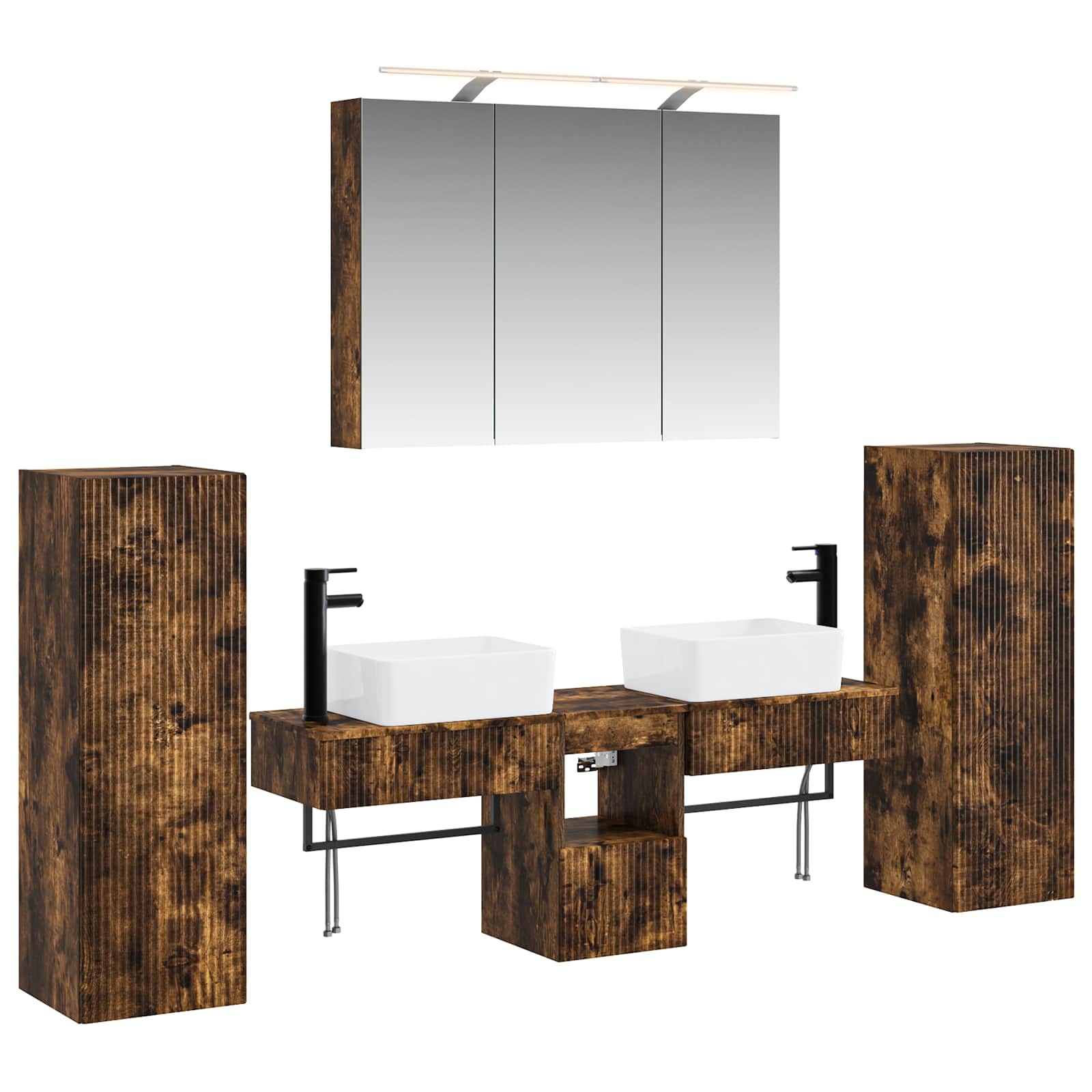vidaXL Badkamermeubelset 6 pcs Wit Bewerkt hout en glas