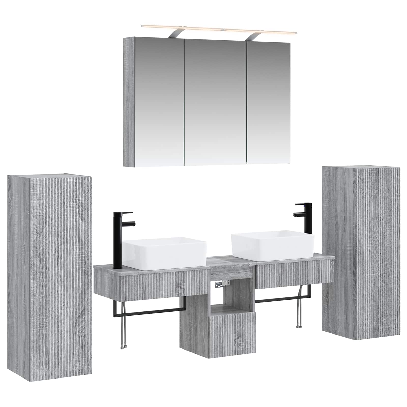 vidaXL Badkamermeubelset 6 pcs Wit Bewerkt hout en glas