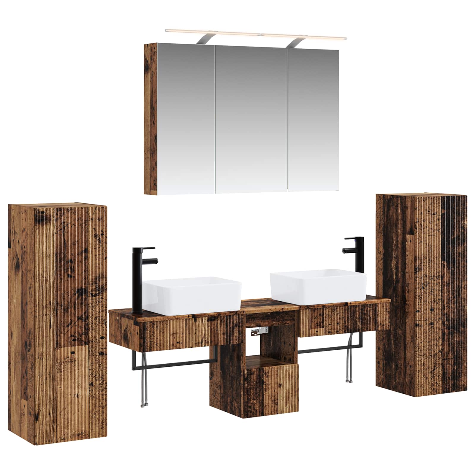 vidaXL Badkamermeubelset 6 pcs Wit Bewerkt hout en glas