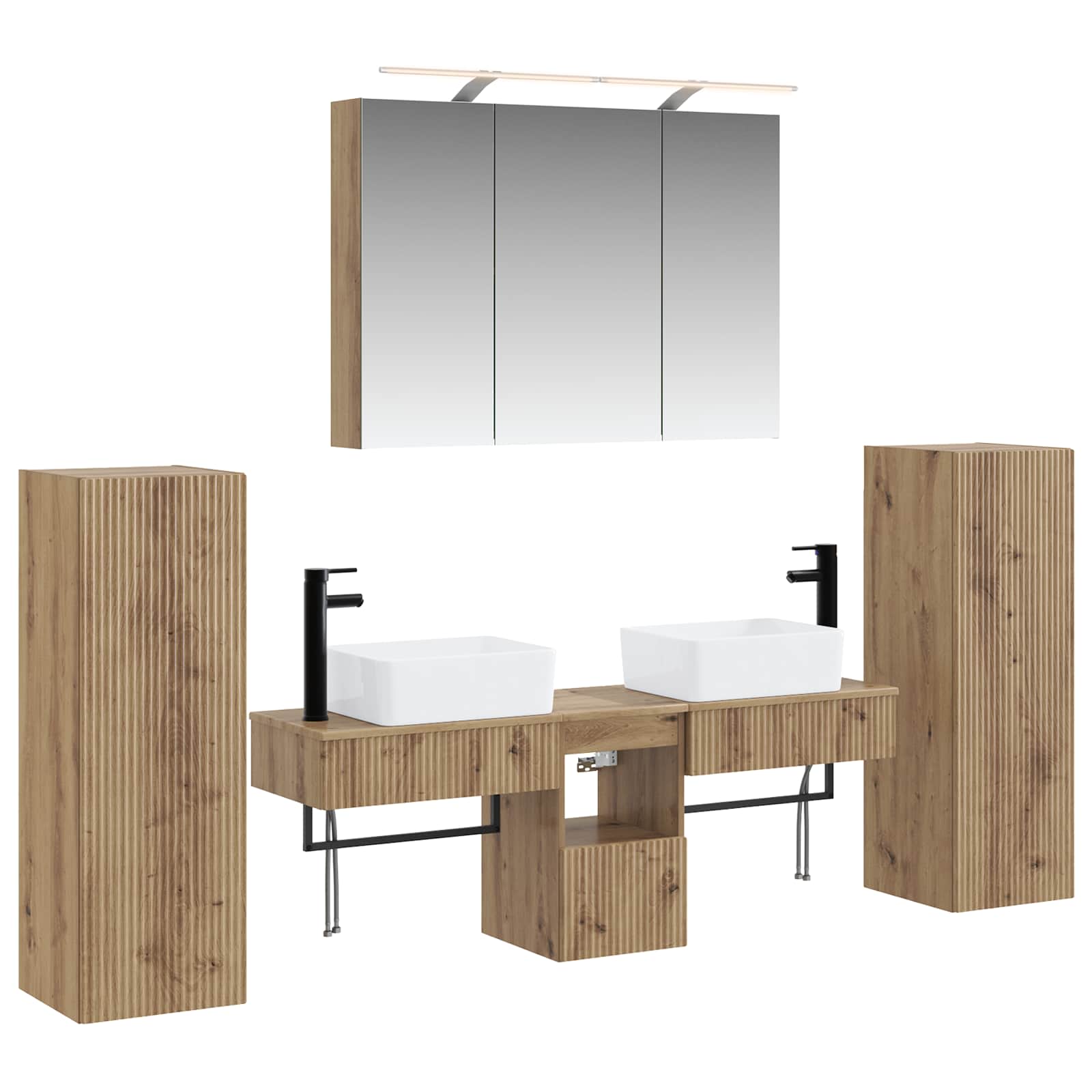 vidaXL Badkamermeubelset 6 pcs Wit Bewerkt hout en glas