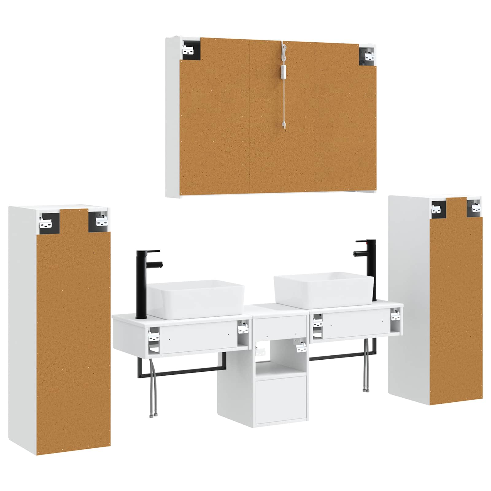 vidaXL Badkamermeubelset 6 pcs Wit Bewerkt hout en glas