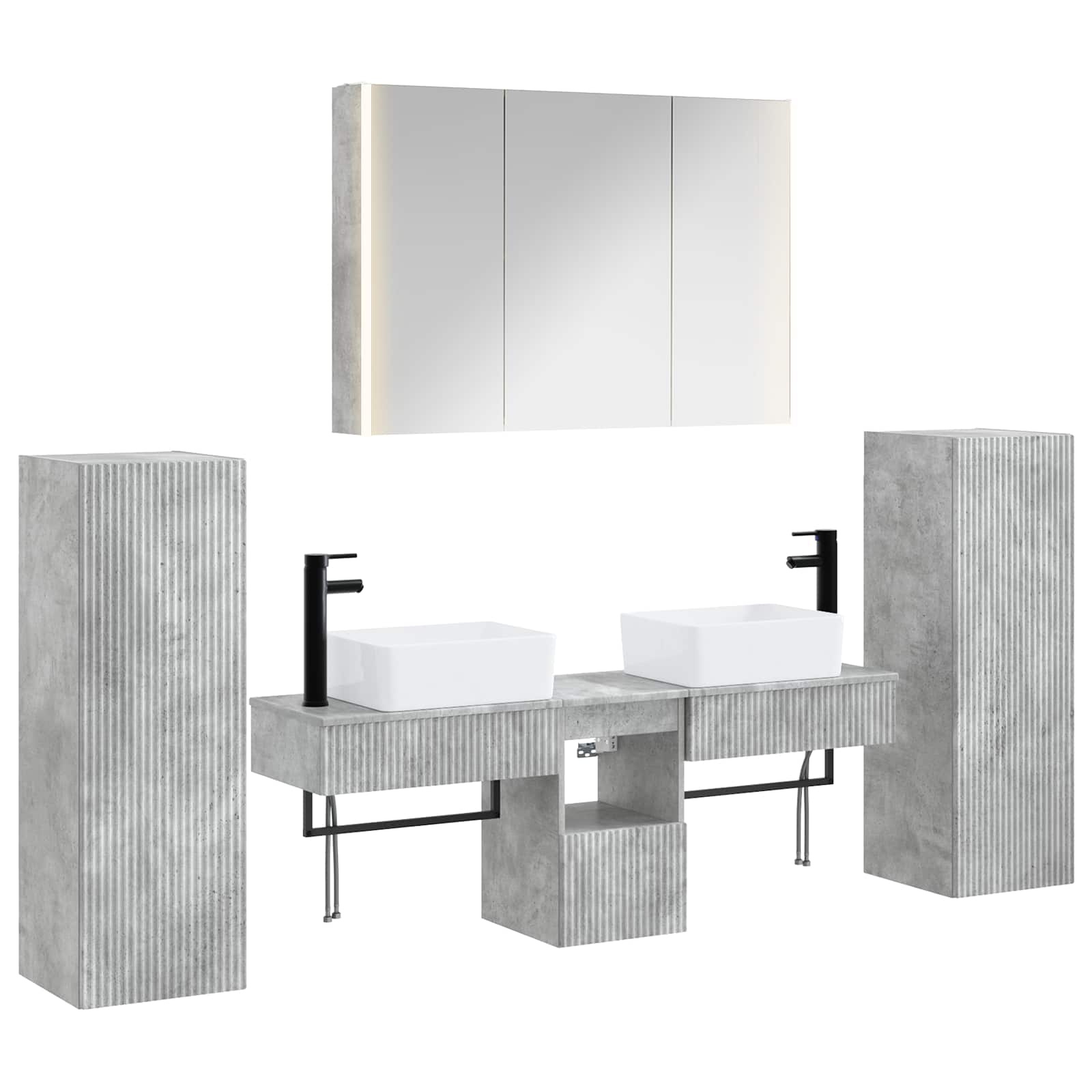 vidaXL Badkamermeubelset 6 pcs Wit Bewerkt hout en glas