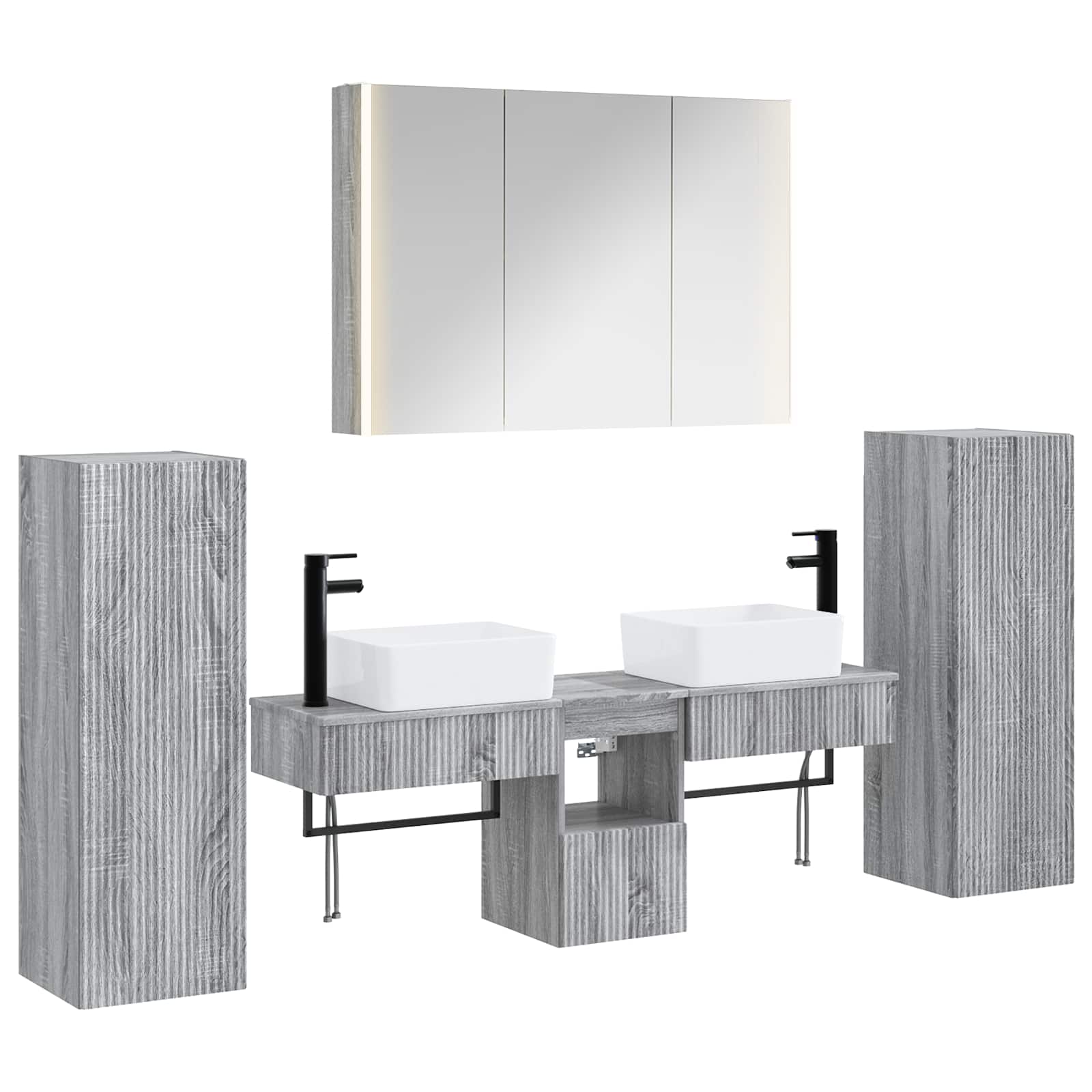 vidaXL Badkamermeubelset 6 pcs Wit Bewerkt hout en glas