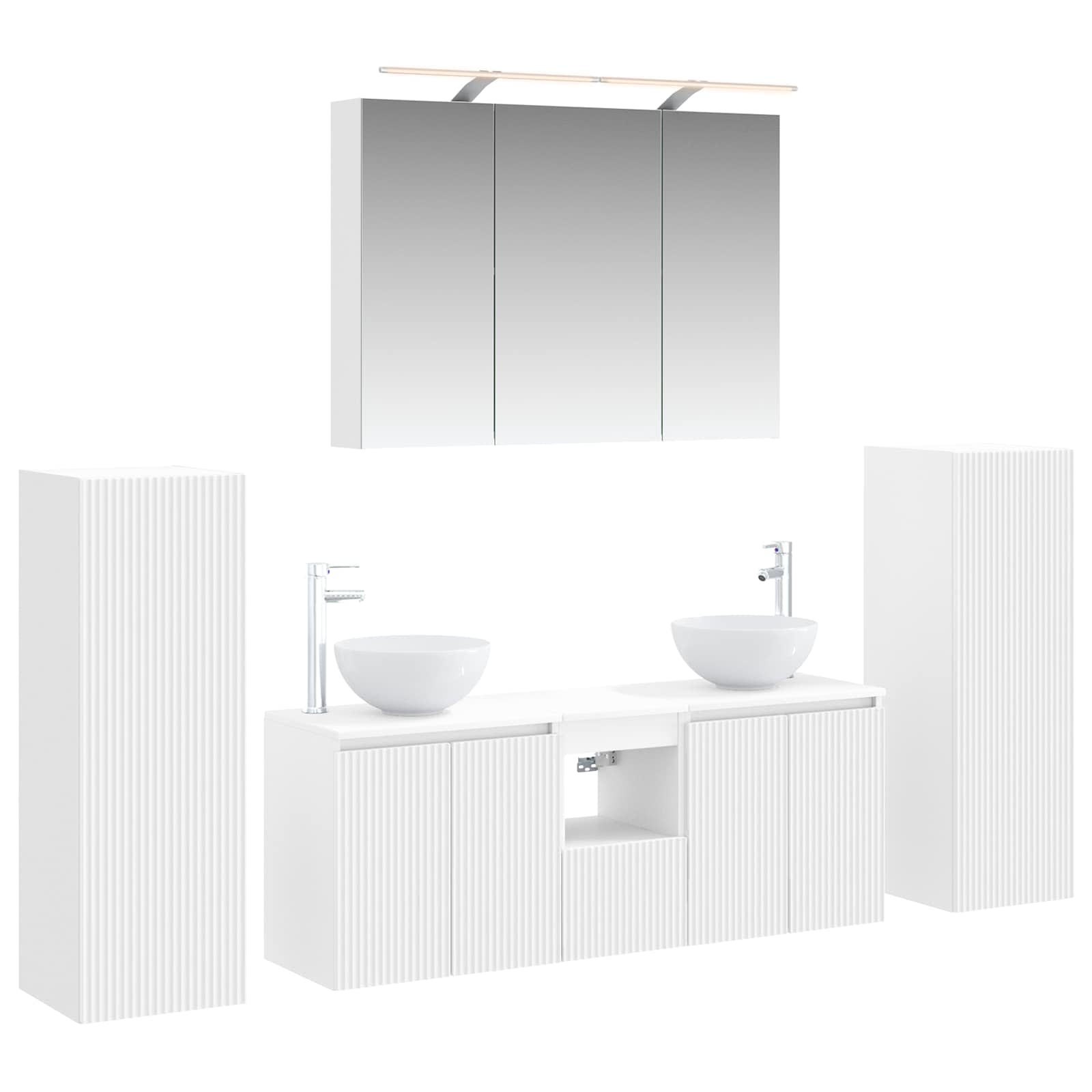 vidaXL Badkamermeubelset 6 pcs Wit Bewerkt hout en glas