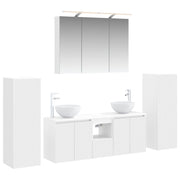 vidaXL Badkamermeubelset 6 pcs Wit Bewerkt hout en glas