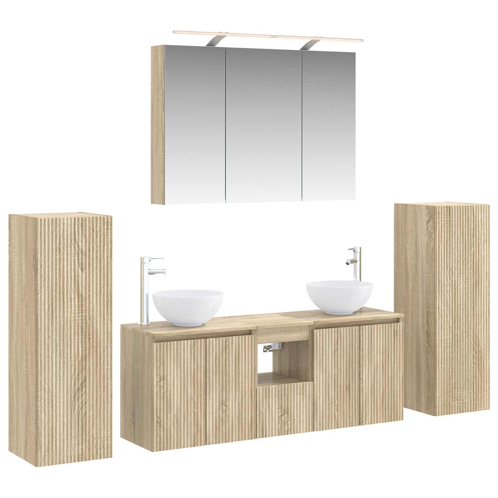 vidaXL Badkamermeubelset 6 pcs Wit Bewerkt hout en glas
