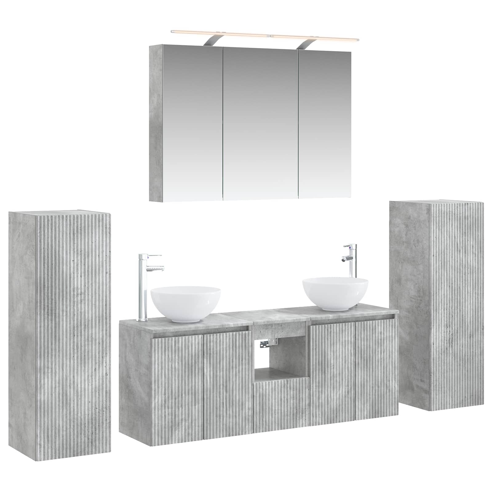 vidaXL Badkamermeubelset 6 pcs Wit Bewerkt hout en glas