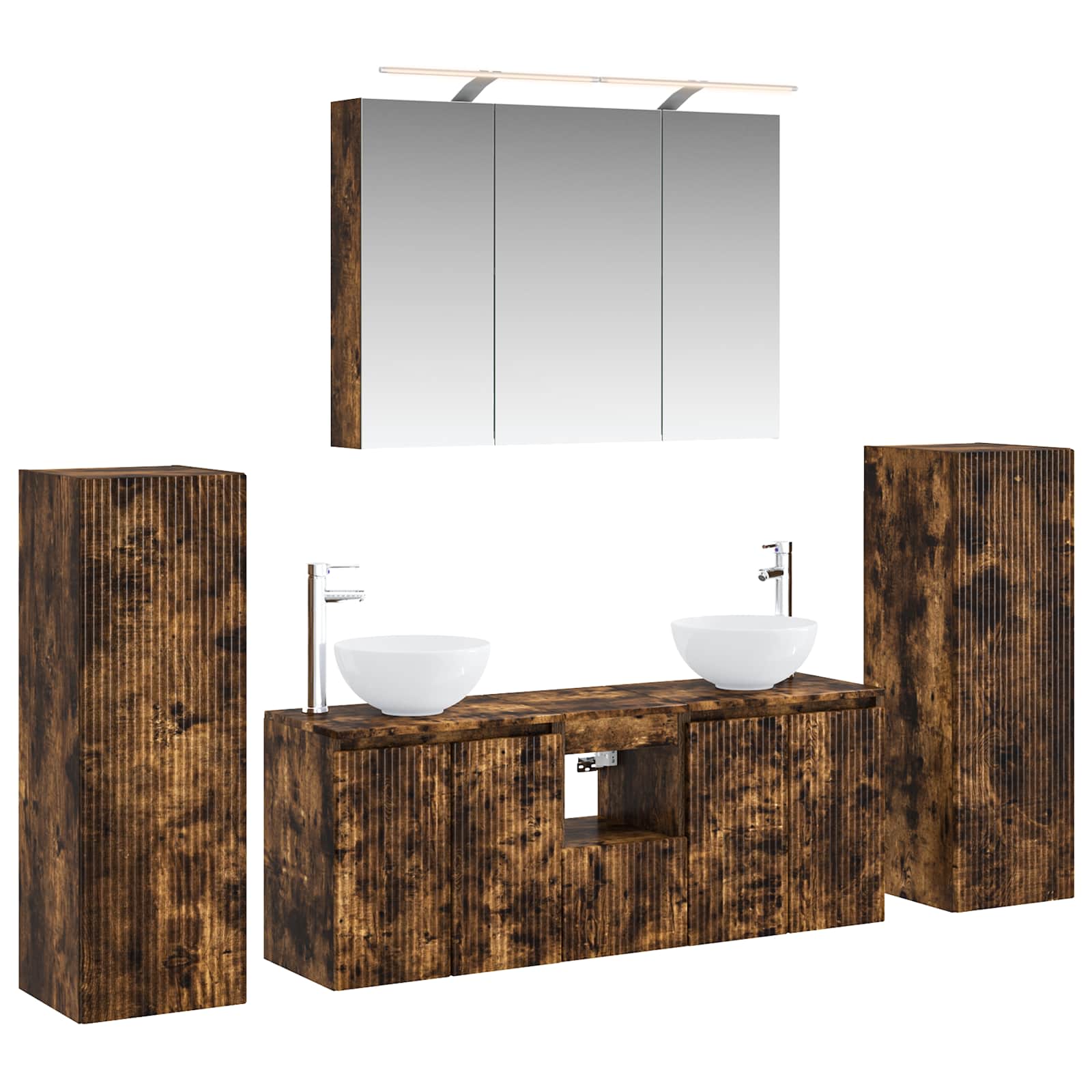 vidaXL Badkamermeubelset 6 pcs Wit Bewerkt hout en glas