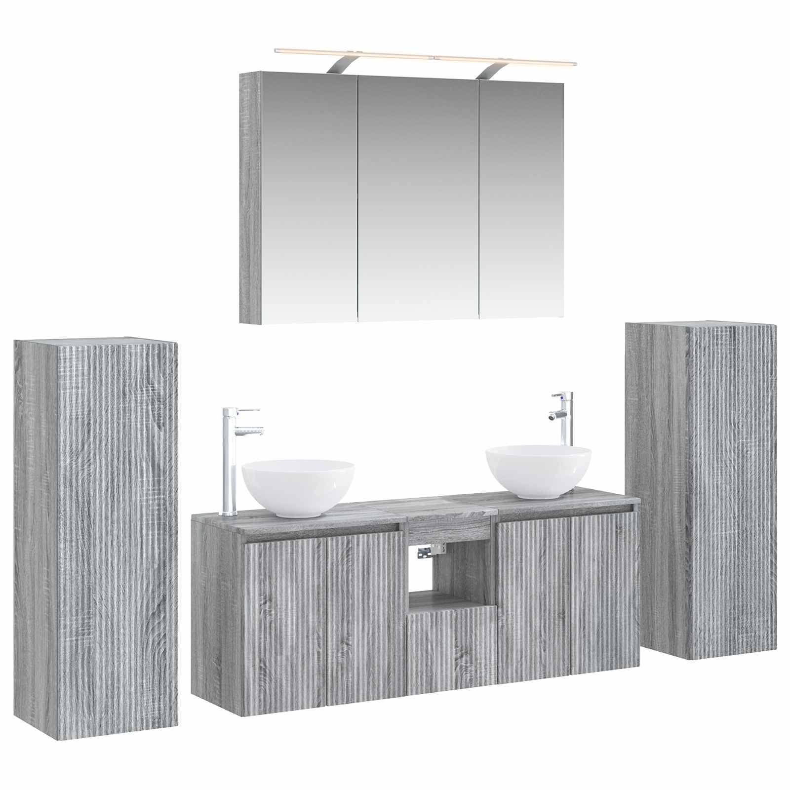 vidaXL Badkamermeubelset 6 pcs Wit Bewerkt hout en glas