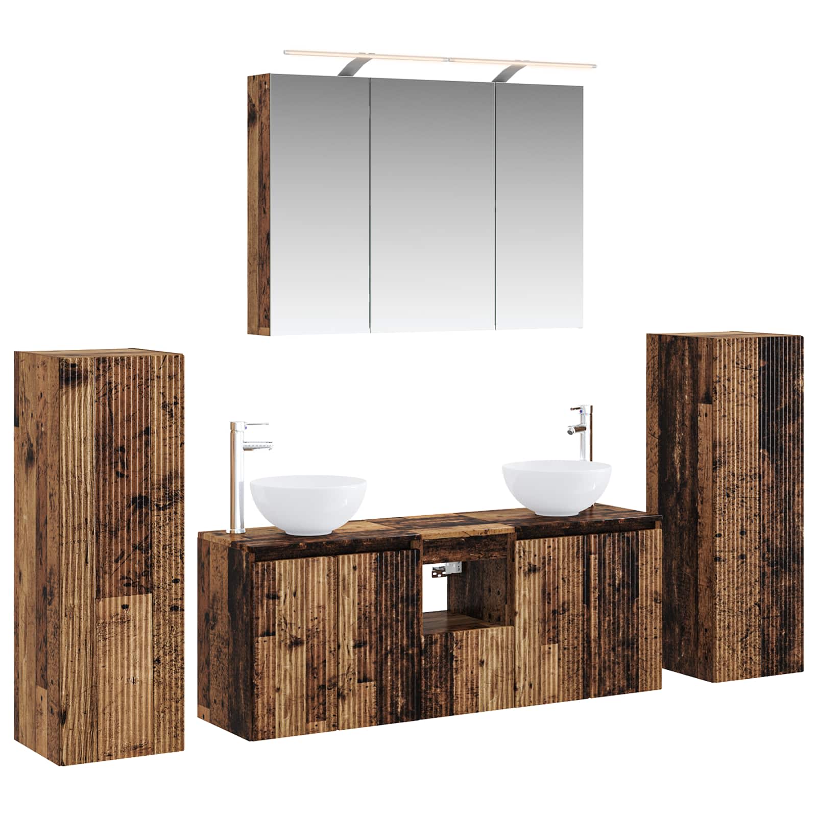 vidaXL Badkamermeubelset 6 pcs Wit Bewerkt hout en glas
