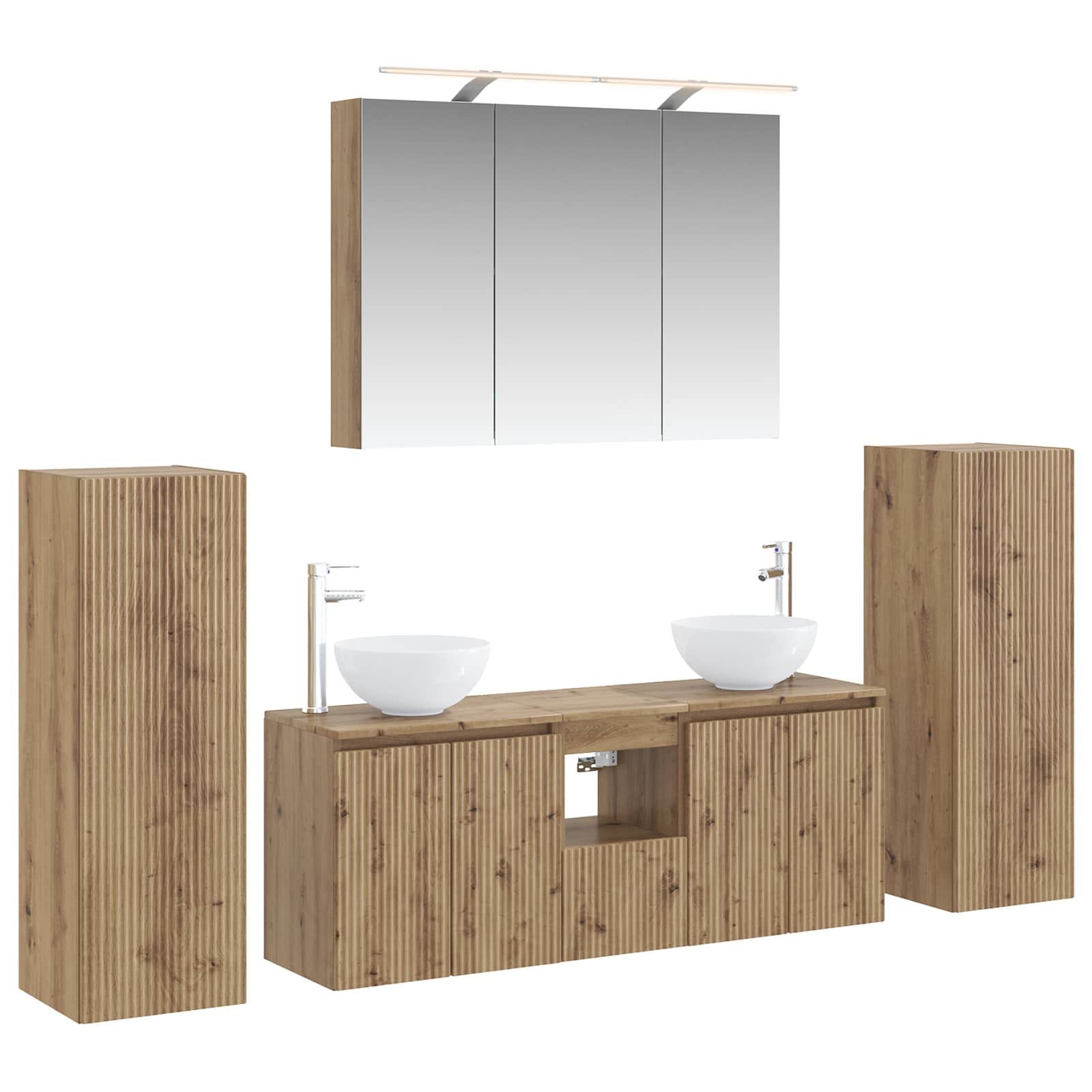 vidaXL Badkamermeubelset 6 pcs Wit Bewerkt hout en glas
