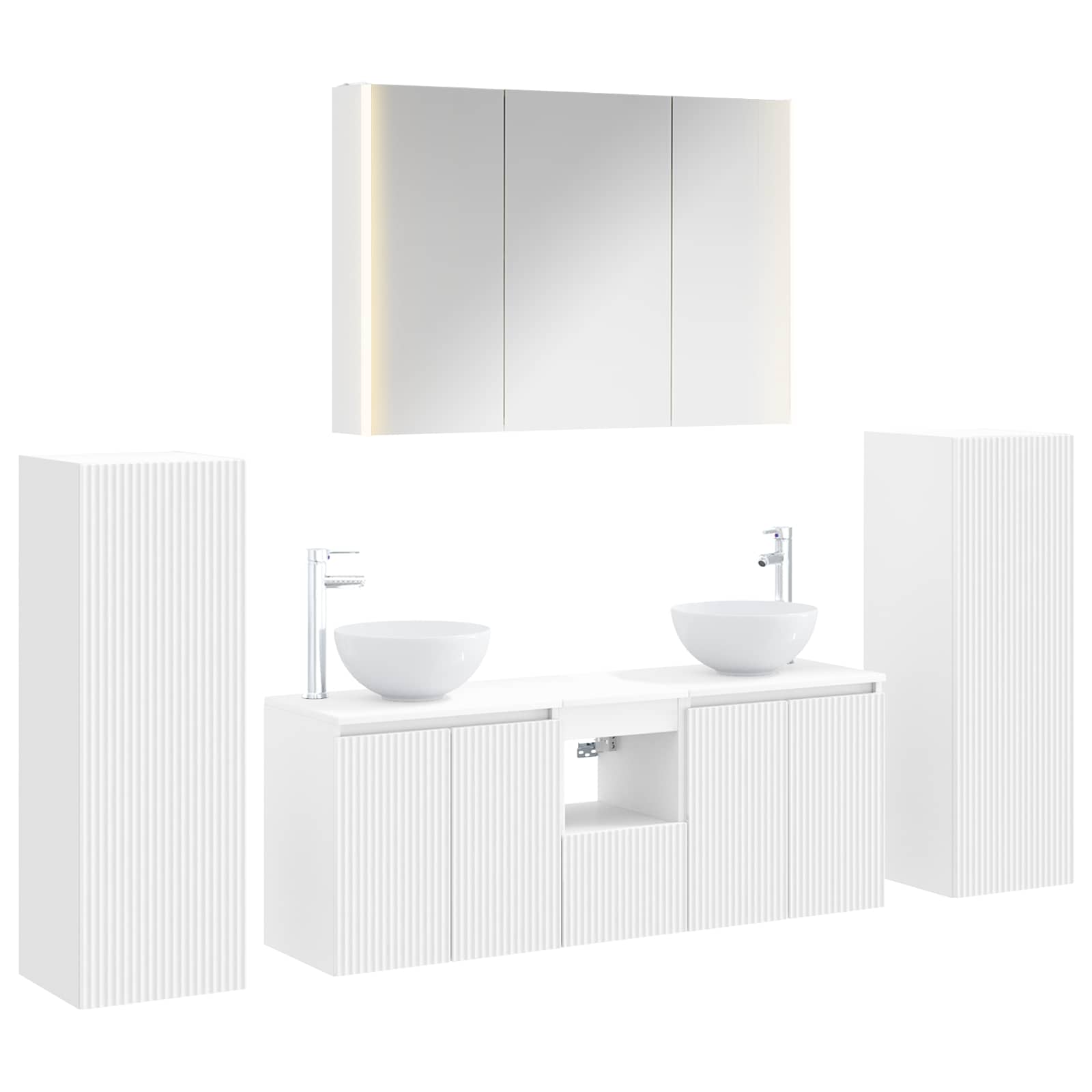 vidaXL Badkamermeubelset 6 pcs Wit Bewerkt hout en glas