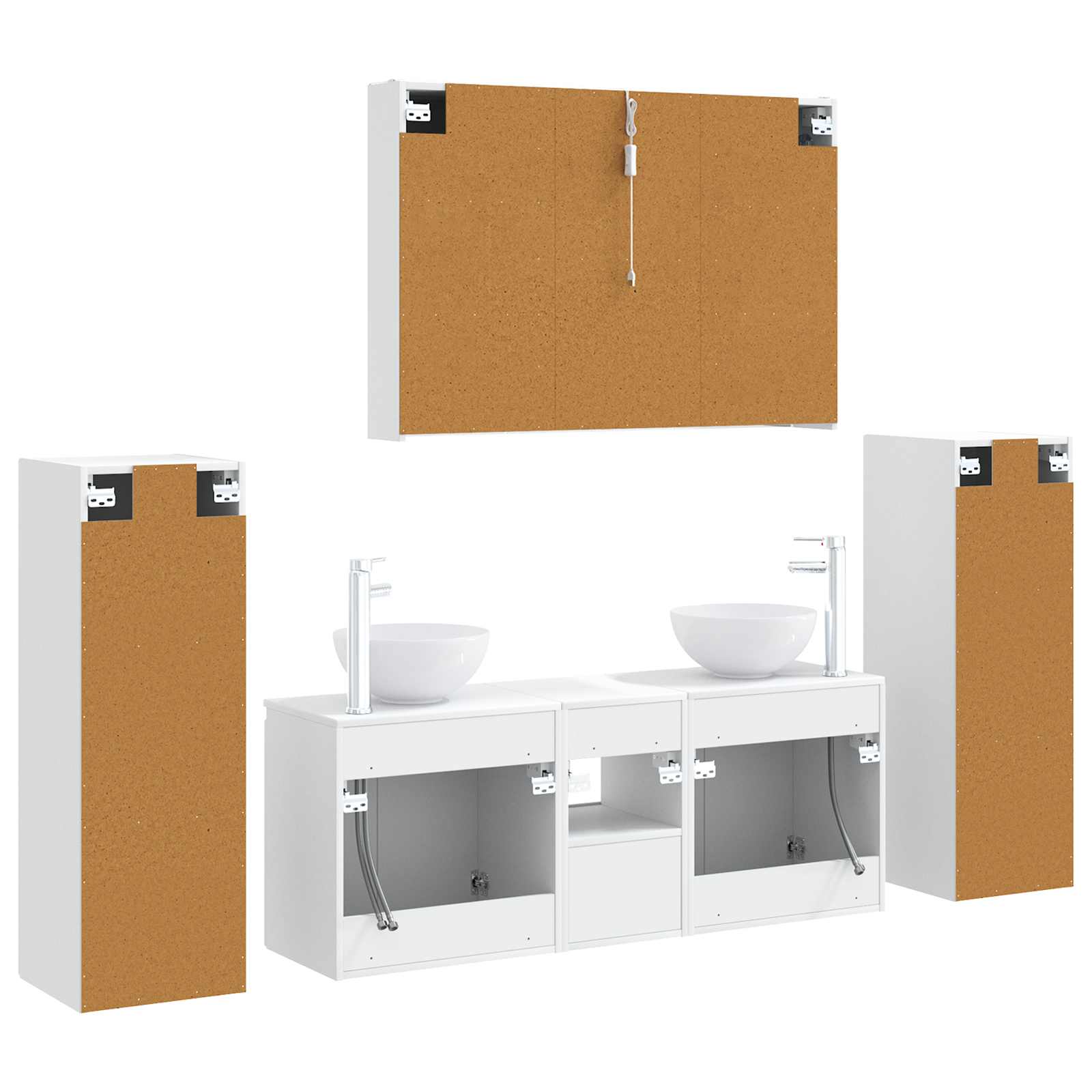 vidaXL Badkamermeubelset 6 pcs Wit Bewerkt hout en glas