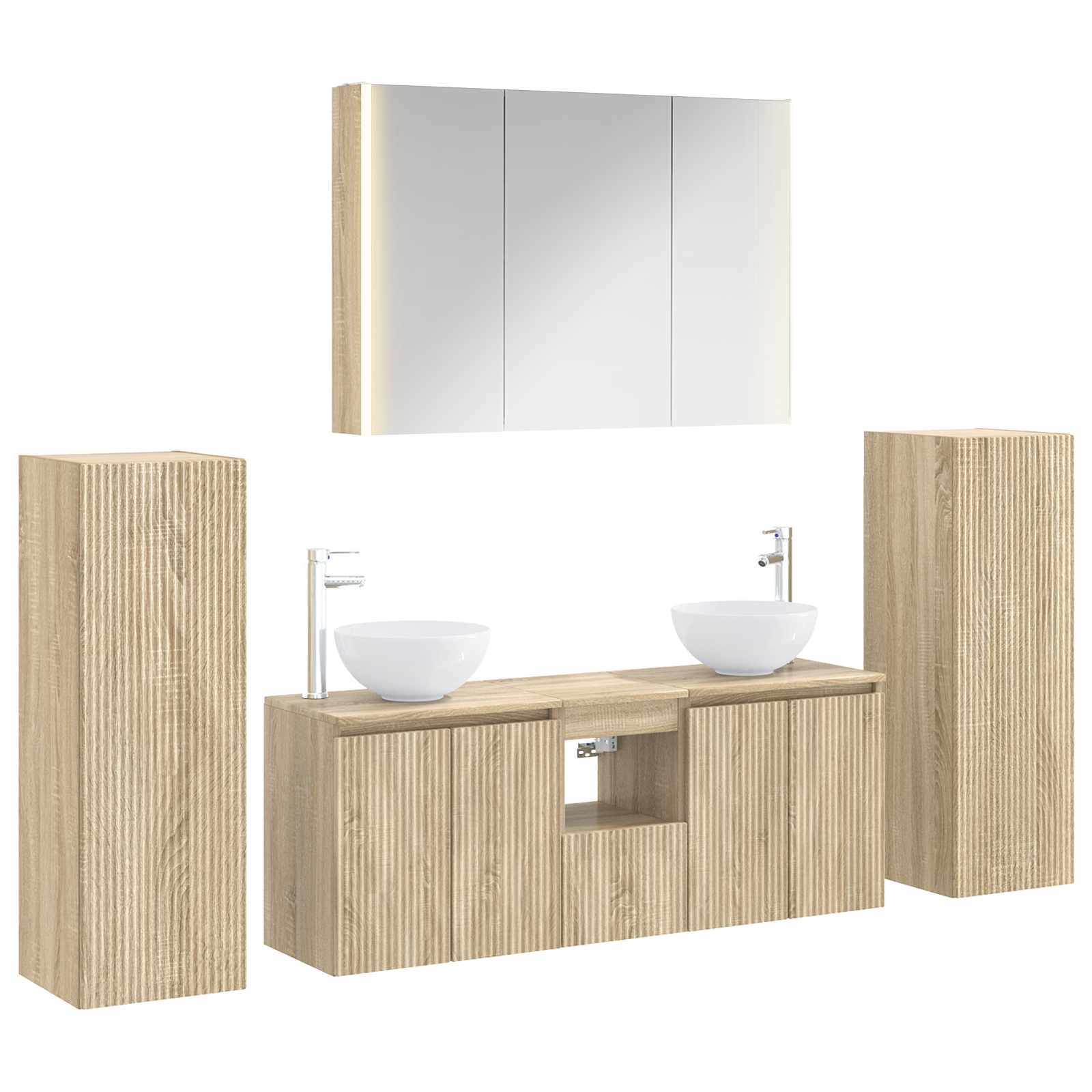 vidaXL Badkamermeubelset 6 pcs Wit Bewerkt hout en glas