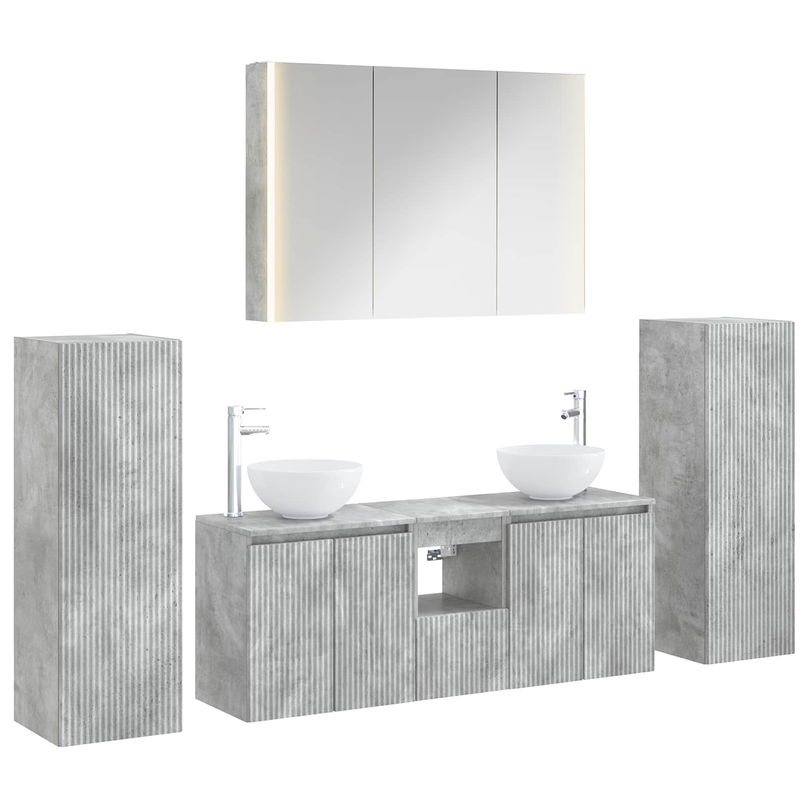 vidaXL Badkamermeubelset 6 pcs Wit Bewerkt hout en glas