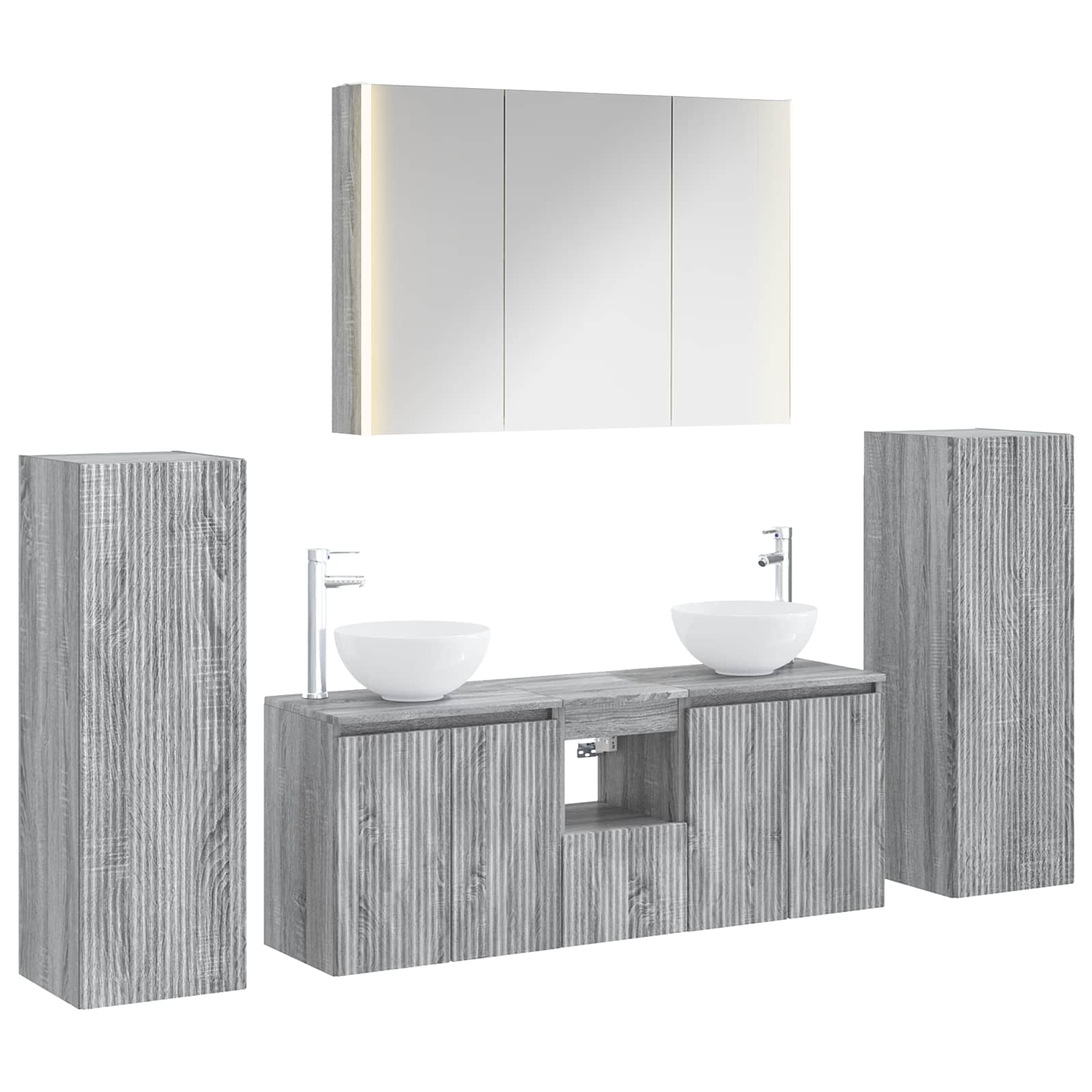 vidaXL Badkamermeubelset 6 pcs Wit Bewerkt hout en glas
