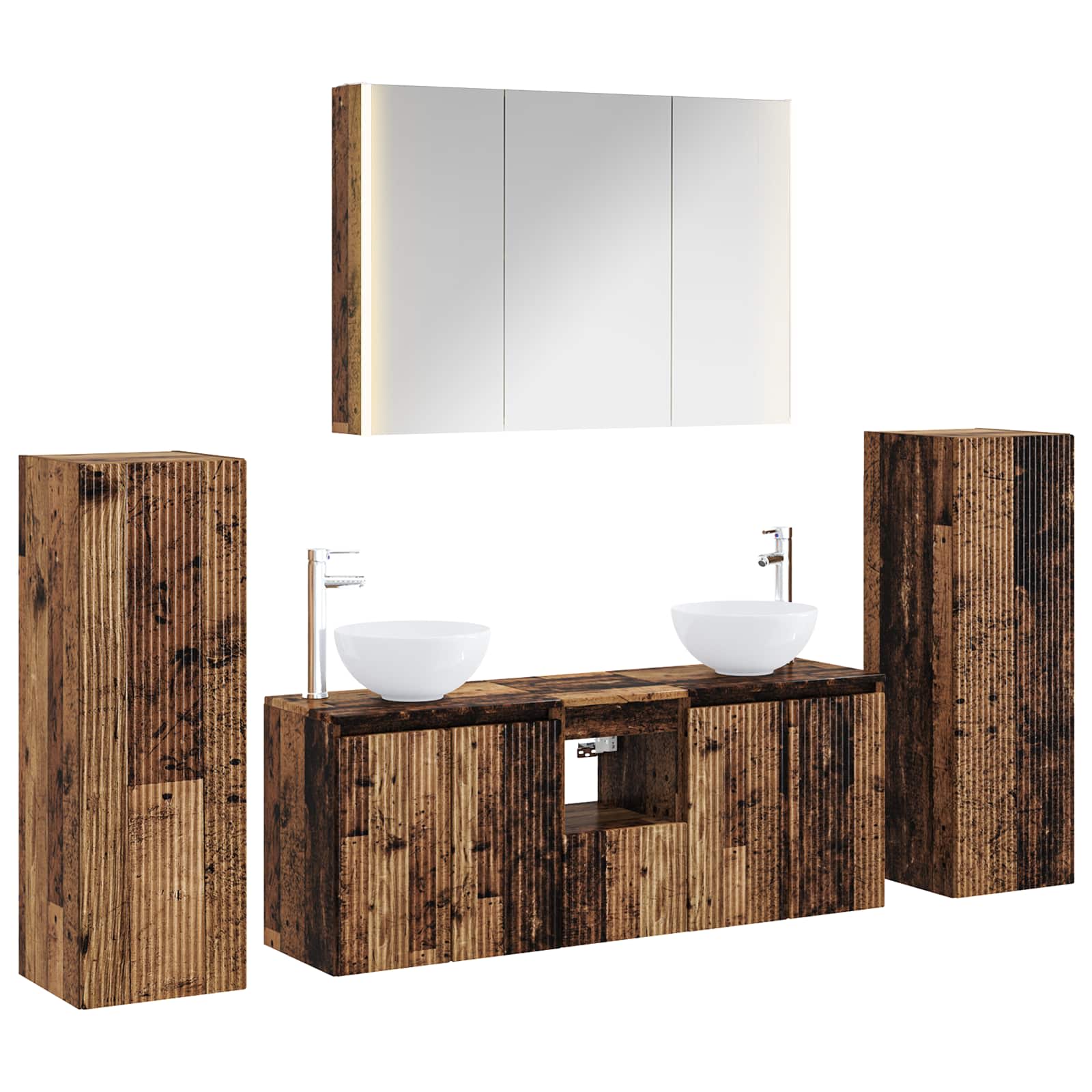 vidaXL Badkamermeubelset 6 pcs Wit Bewerkt hout en glas