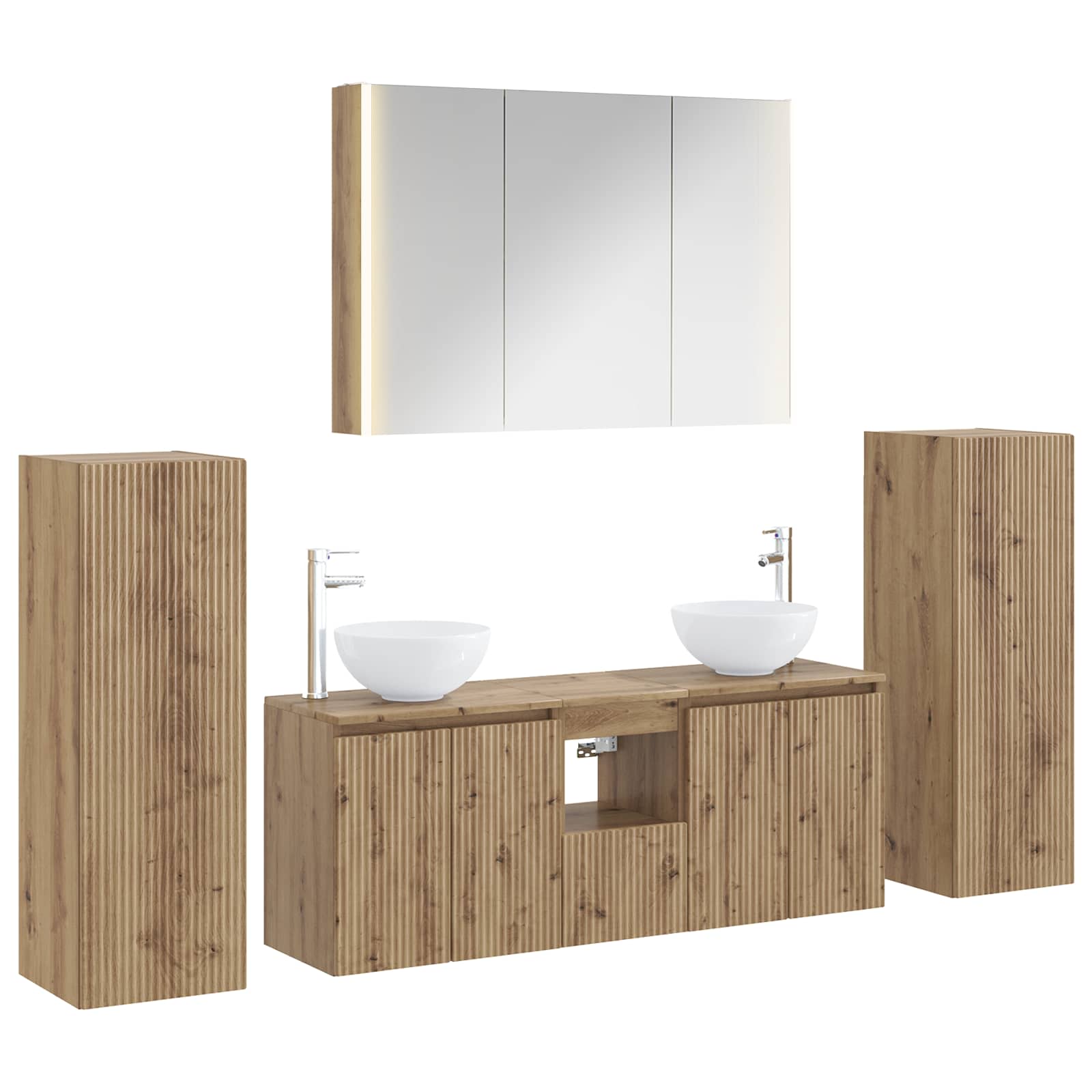 vidaXL Badkamermeubelset 6 pcs Wit Bewerkt hout en glas