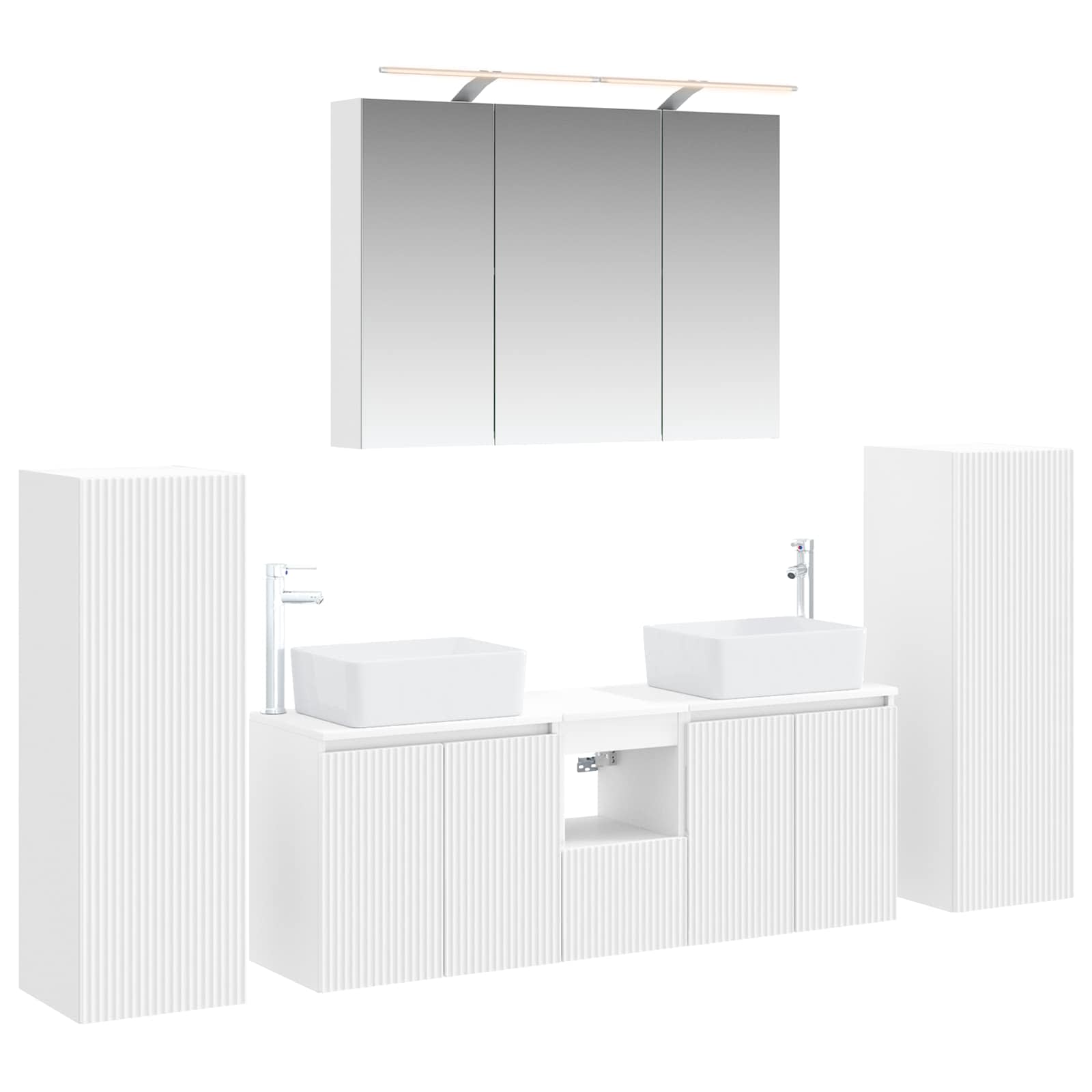 vidaXL Badkamermeubelset 6 pcs Wit Bewerkt hout en glas