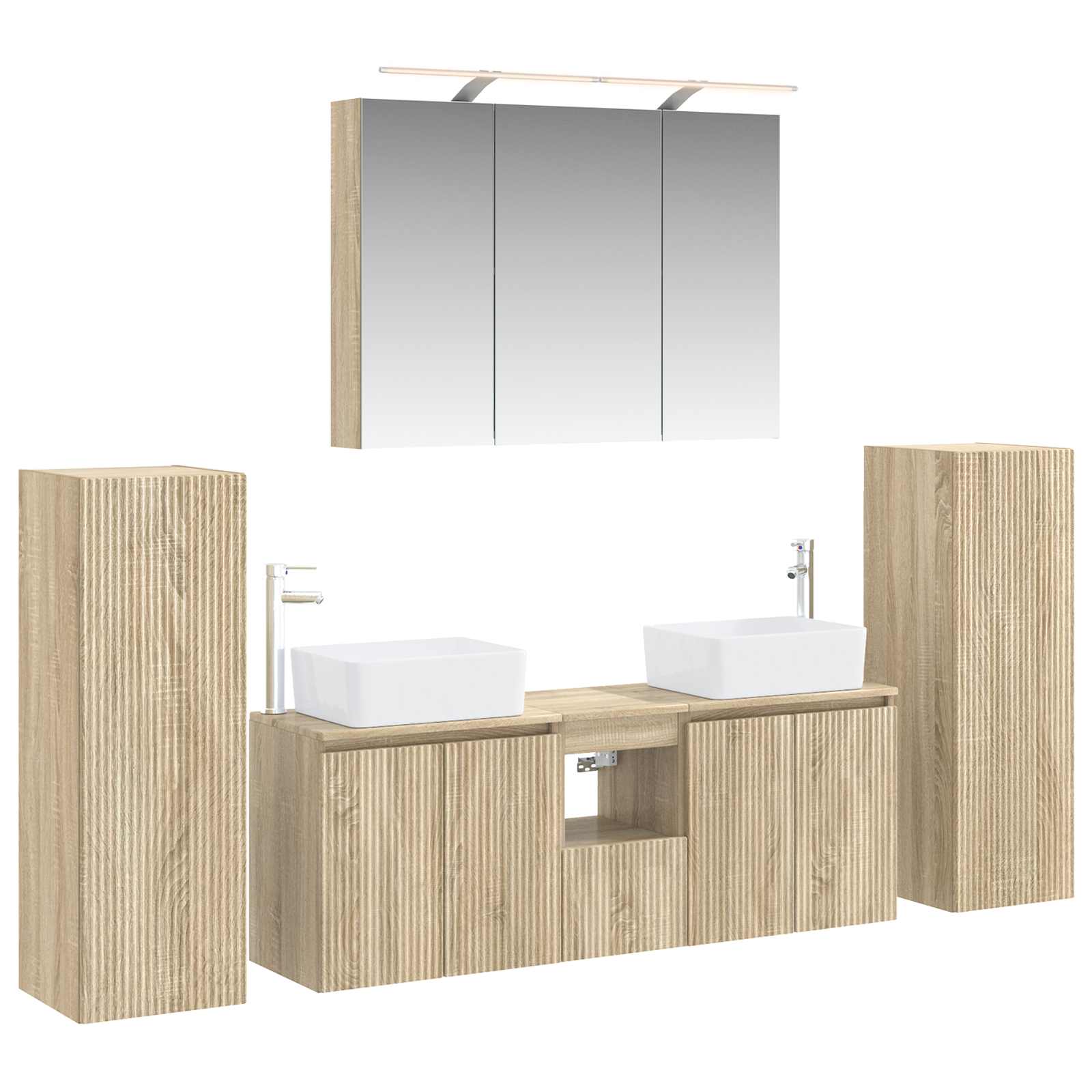 vidaXL Badkamermeubelset 6 pcs Wit Bewerkt hout en glas