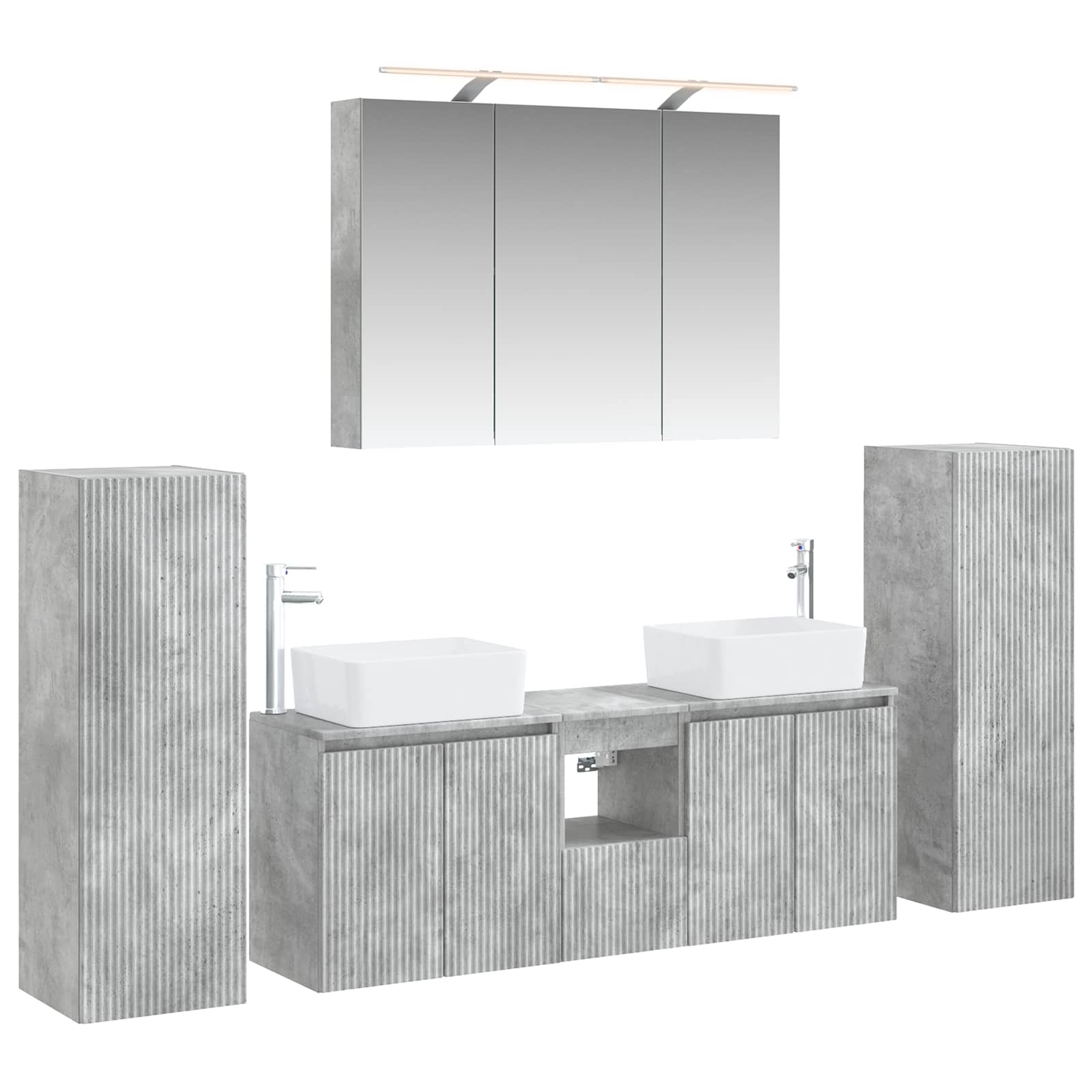 vidaXL Badkamermeubelset 6 pcs Wit Bewerkt hout en glas