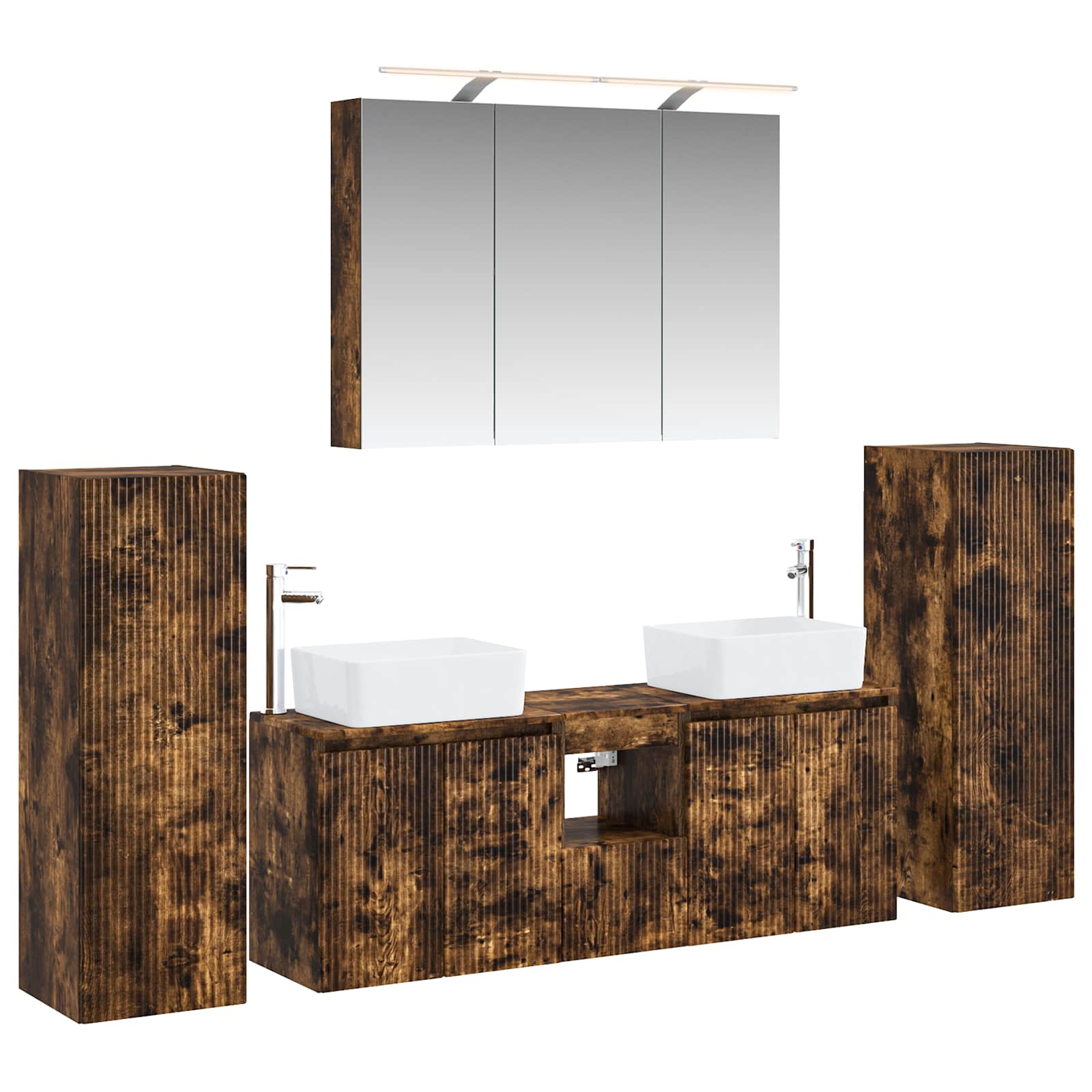 vidaXL Badkamermeubelset 6 pcs Wit Bewerkt hout en glas