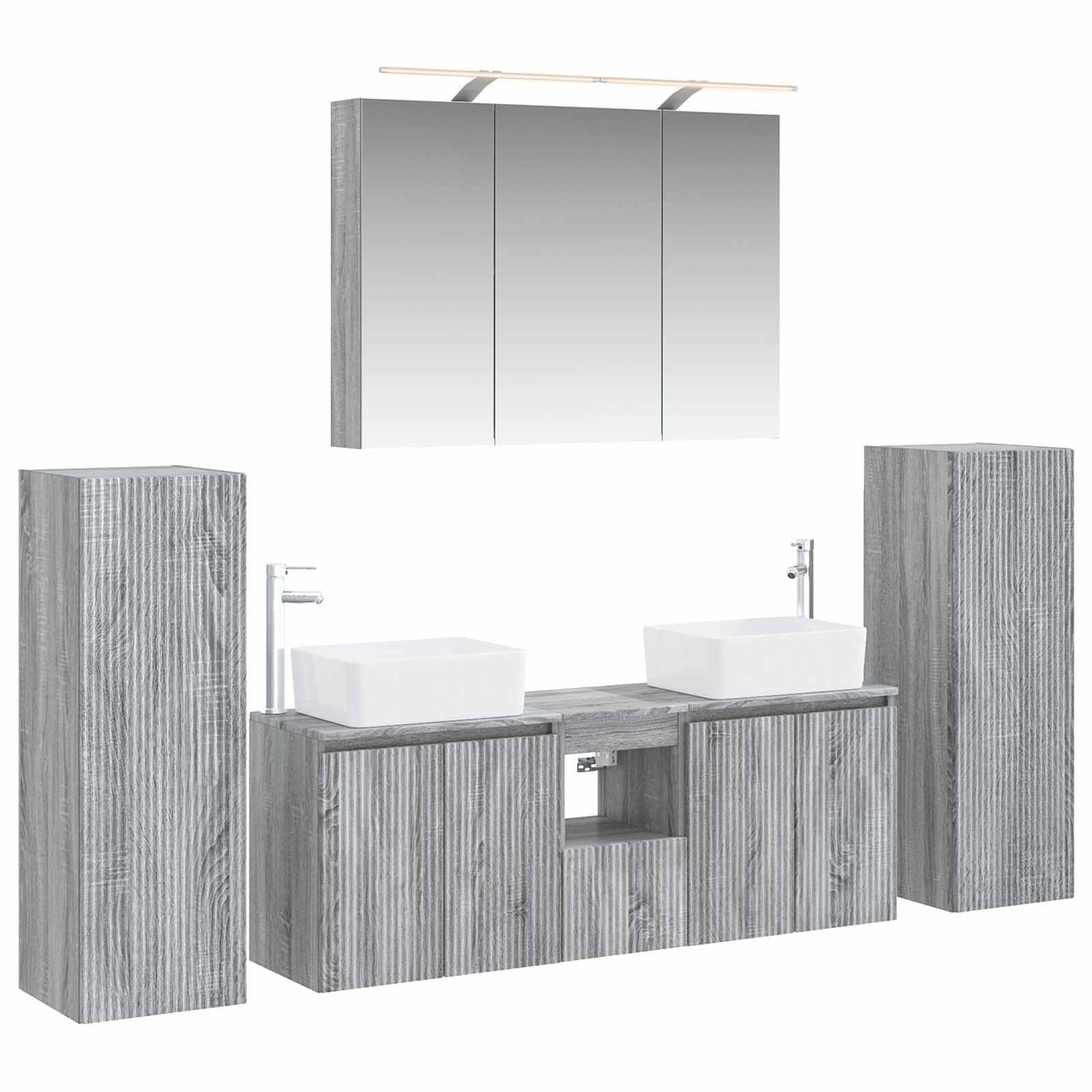 vidaXL Badkamermeubelset 6 pcs Wit Bewerkt hout en glas