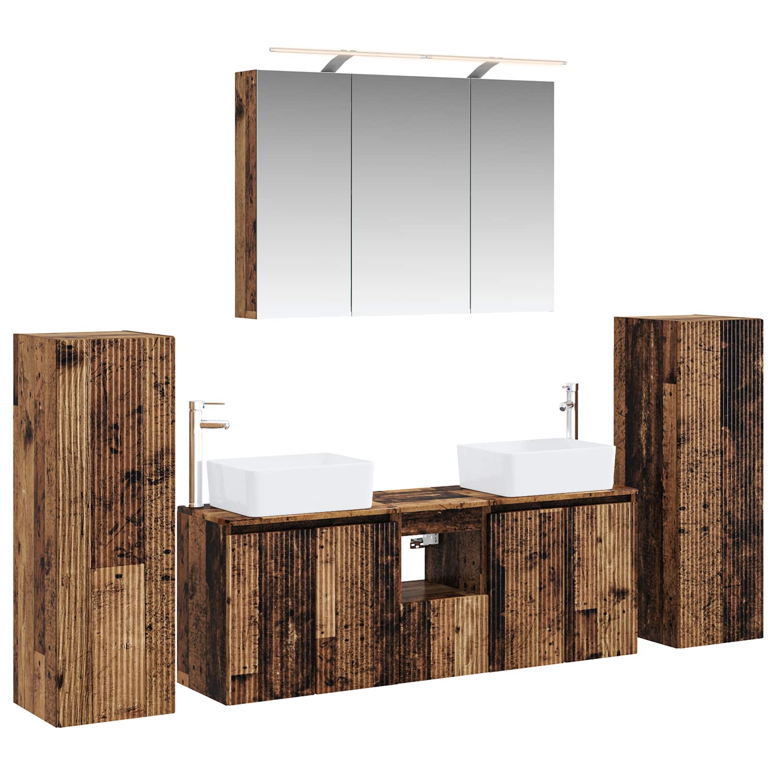 vidaXL Badkamermeubelset 6 pcs Wit Bewerkt hout en glas