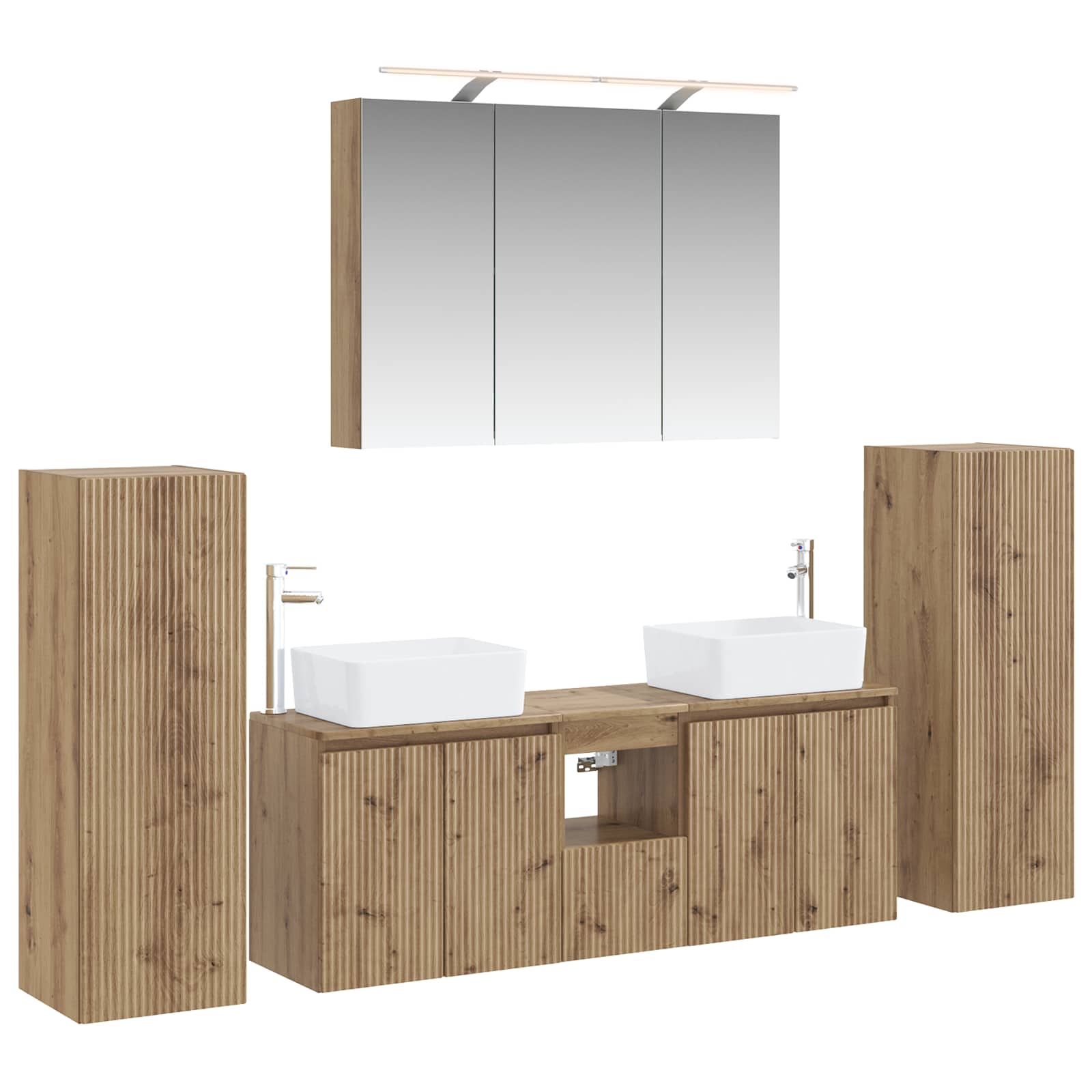 vidaXL Badkamermeubelset 6 pcs Wit Bewerkt hout en glas