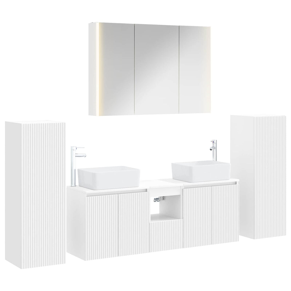 vidaXL Badkamermeubelset 6 pcs Wit Bewerkt hout en glas