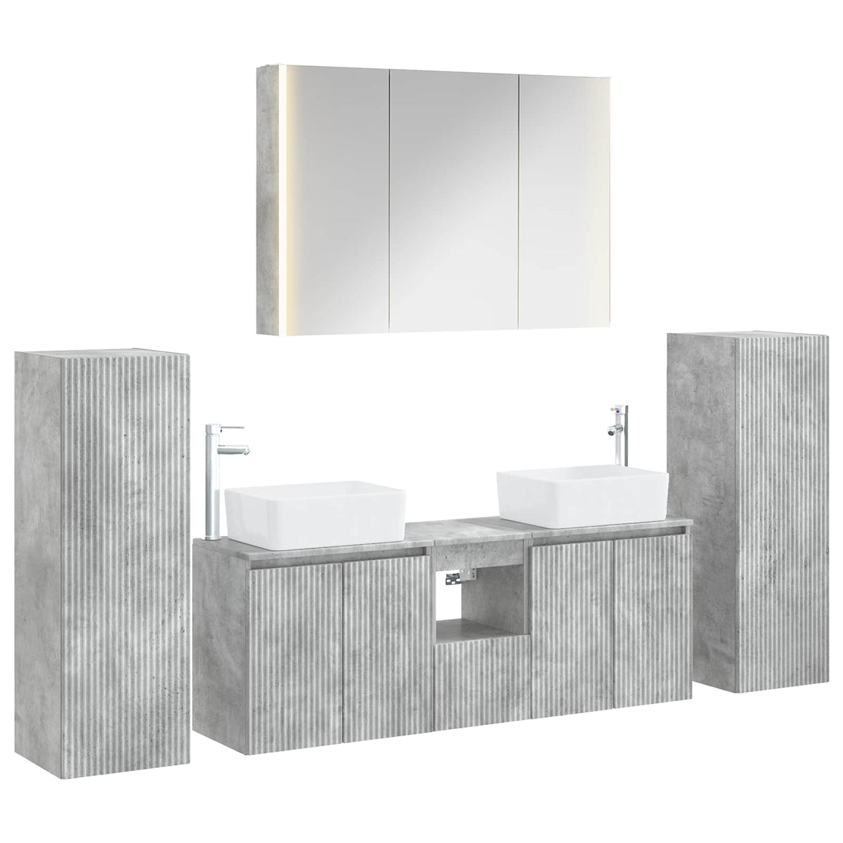 vidaXL Badkamermeubelset 6 pcs Wit Bewerkt hout en glas