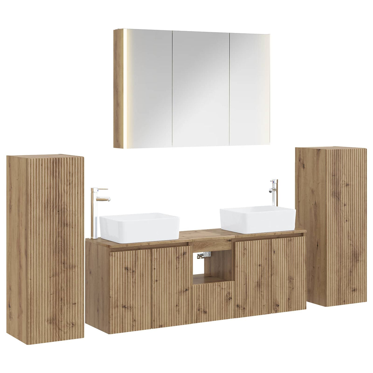 vidaXL Badkamermeubelset 6 pcs Wit Bewerkt hout en glas