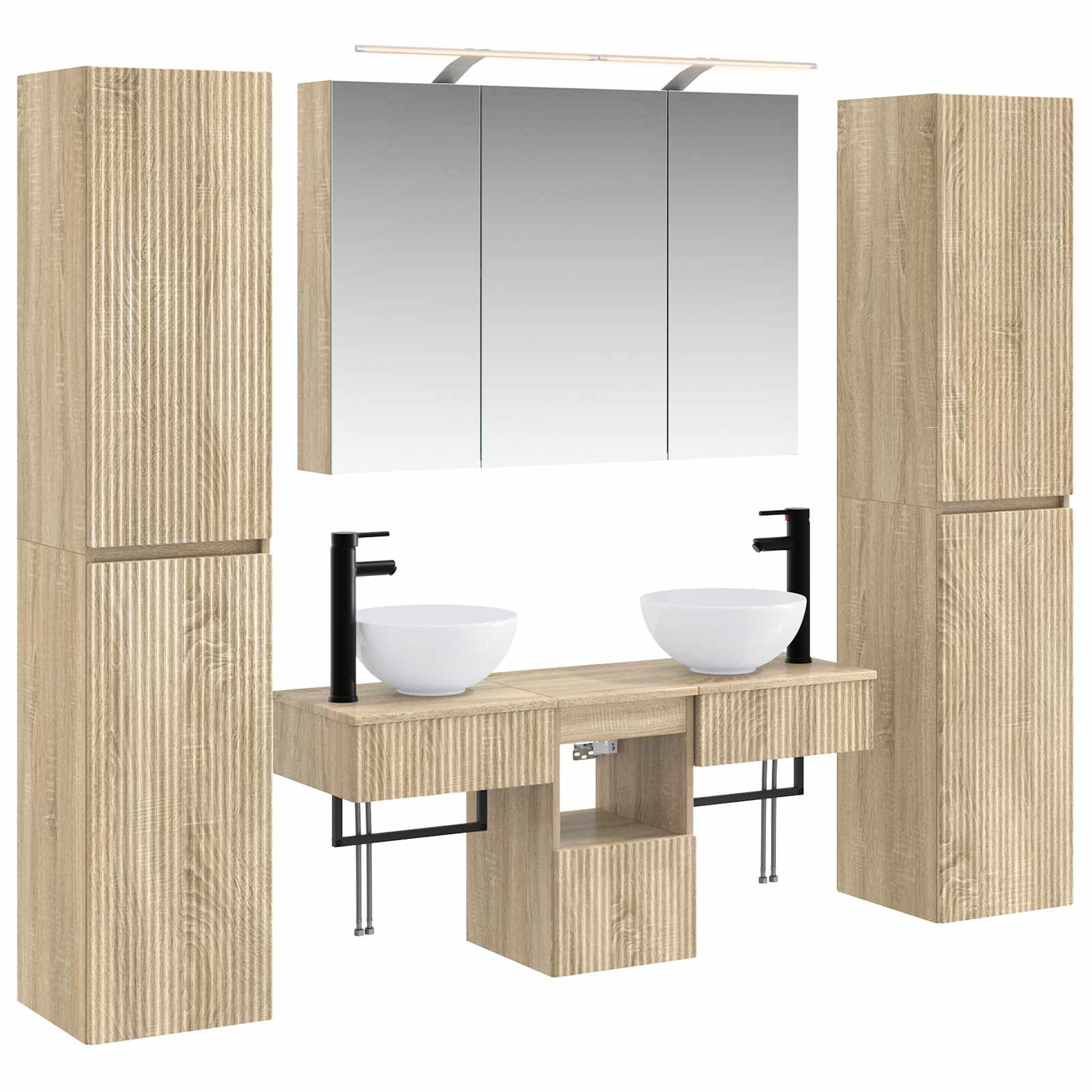 vidaXL Badkamermeubelset 6 pcs Wit Bewerkt hout en glas